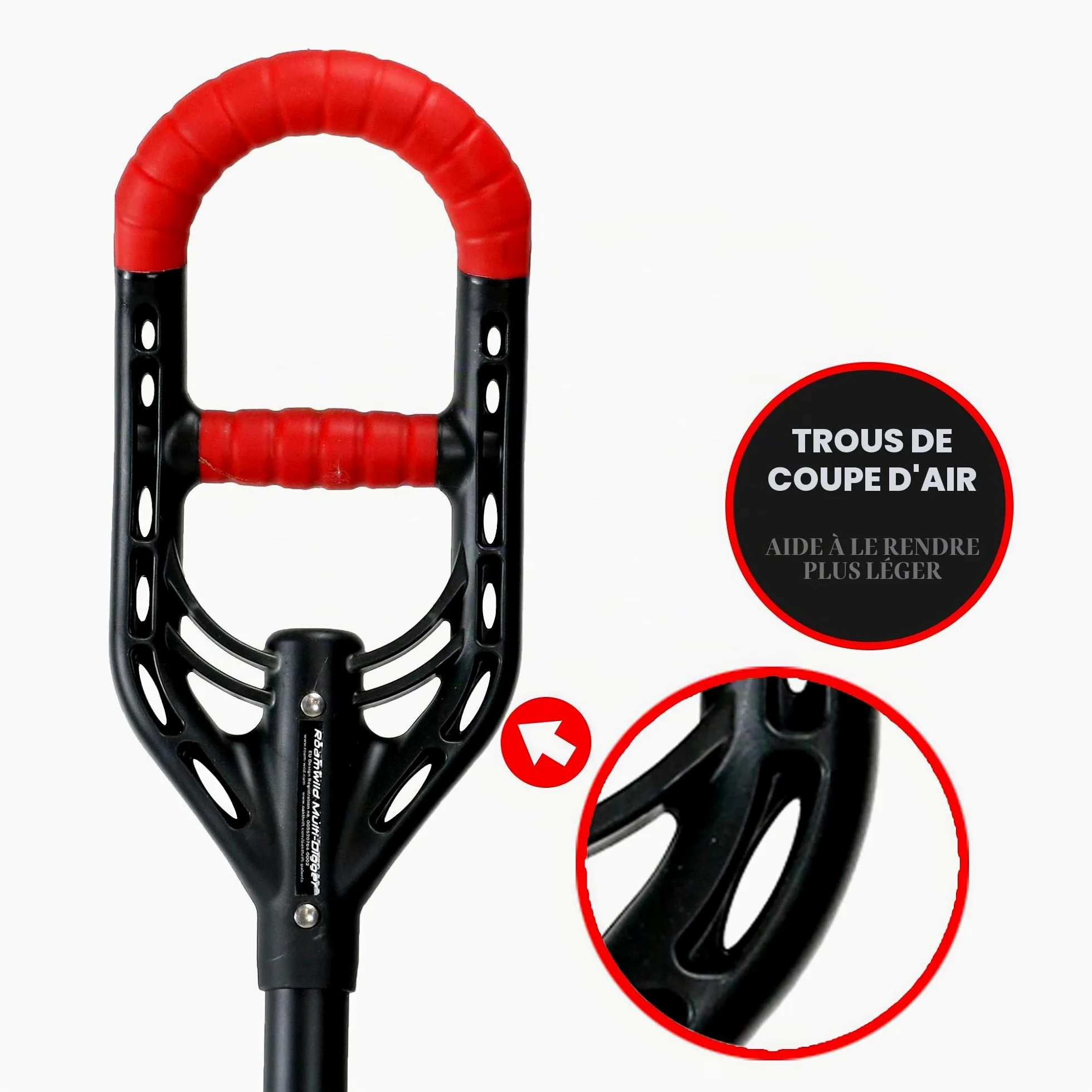 Roamwild Multi-Digger Garden Spade - Pelle à flèche de Jardinage légère en Fibre de Verre renforcée avec Technologie Unique Dual Soft AIR Light Grip & Coupe-souche pour tronçonneuse.