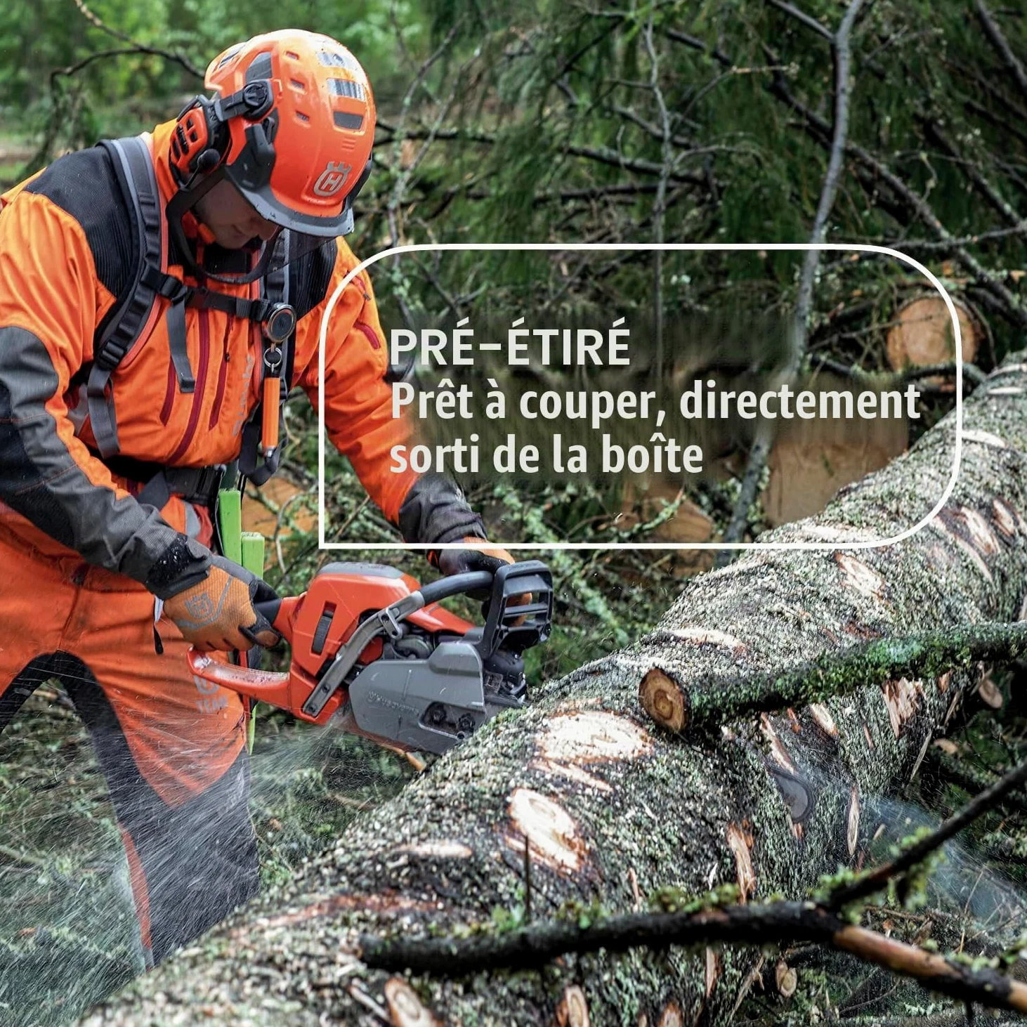 Husqvarna X-Cut S93G Chaîne de tronçonneuse de 35,6 cm, pas de 9,5 mm, calibre 1,27 cm, 52 maillons de rechange, pré-étirée et faible retour, gris