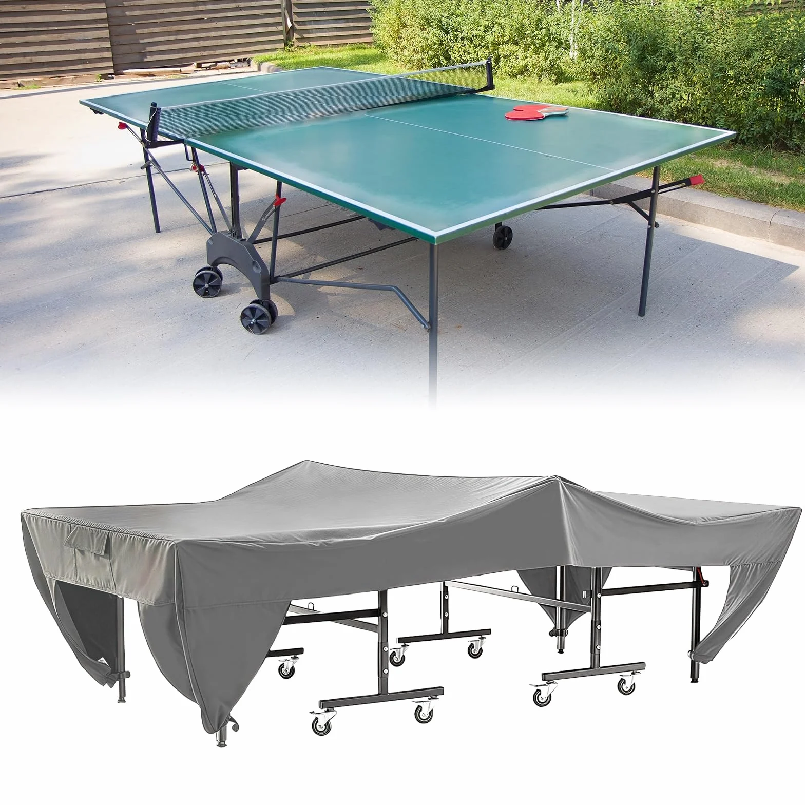 GAESHOW Housse de Table de Ping-Pong Pliable, 280 x 153 x 73cm, Polyester, avec Dispositifs de Verrouillage