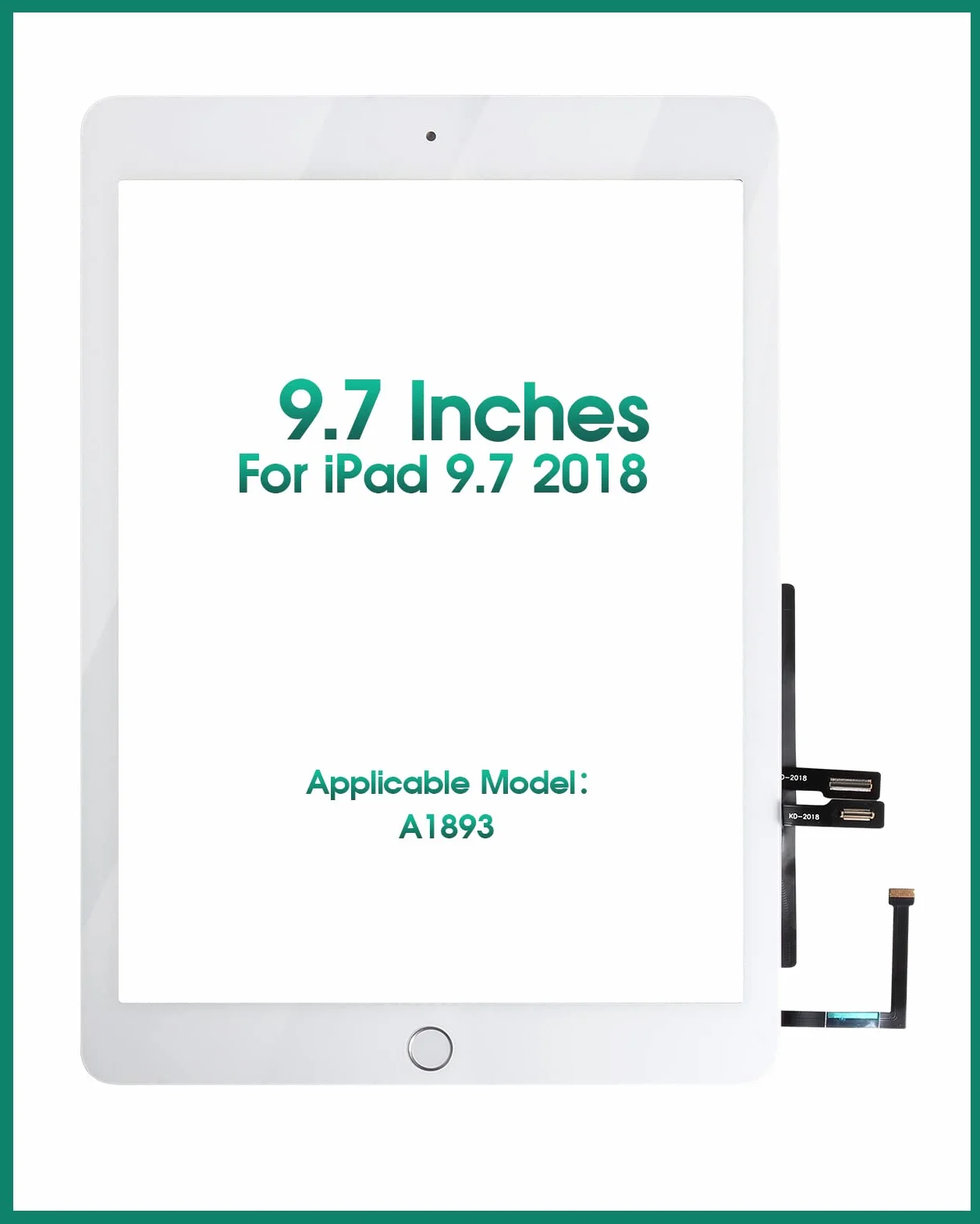 Écran tactile numériseur de rechange pour iPad 9.7 2018 A1893 A1954 avec verre trempé et outils (blanc)
