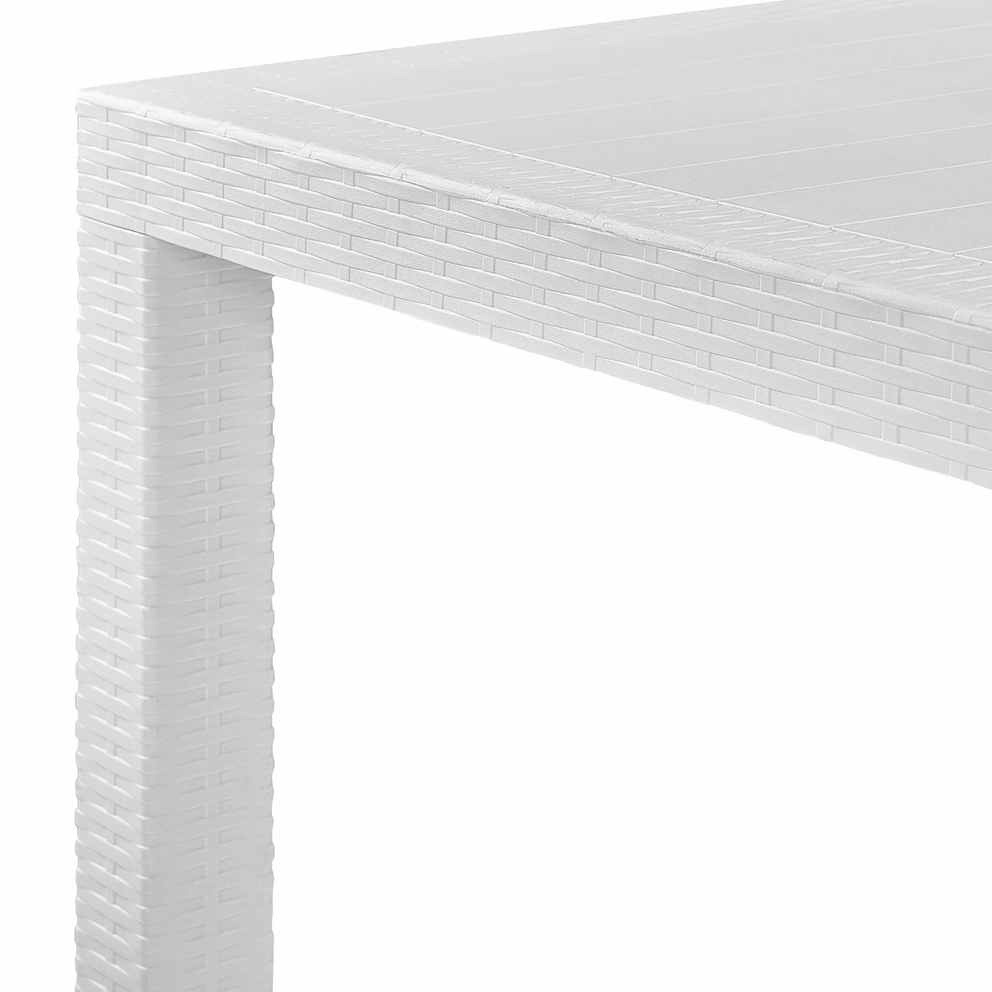 Beliani Table d'Extérieur Carrée 80 x 80 cm Blanche Effet Rotin pour Jardin ou Terrasse