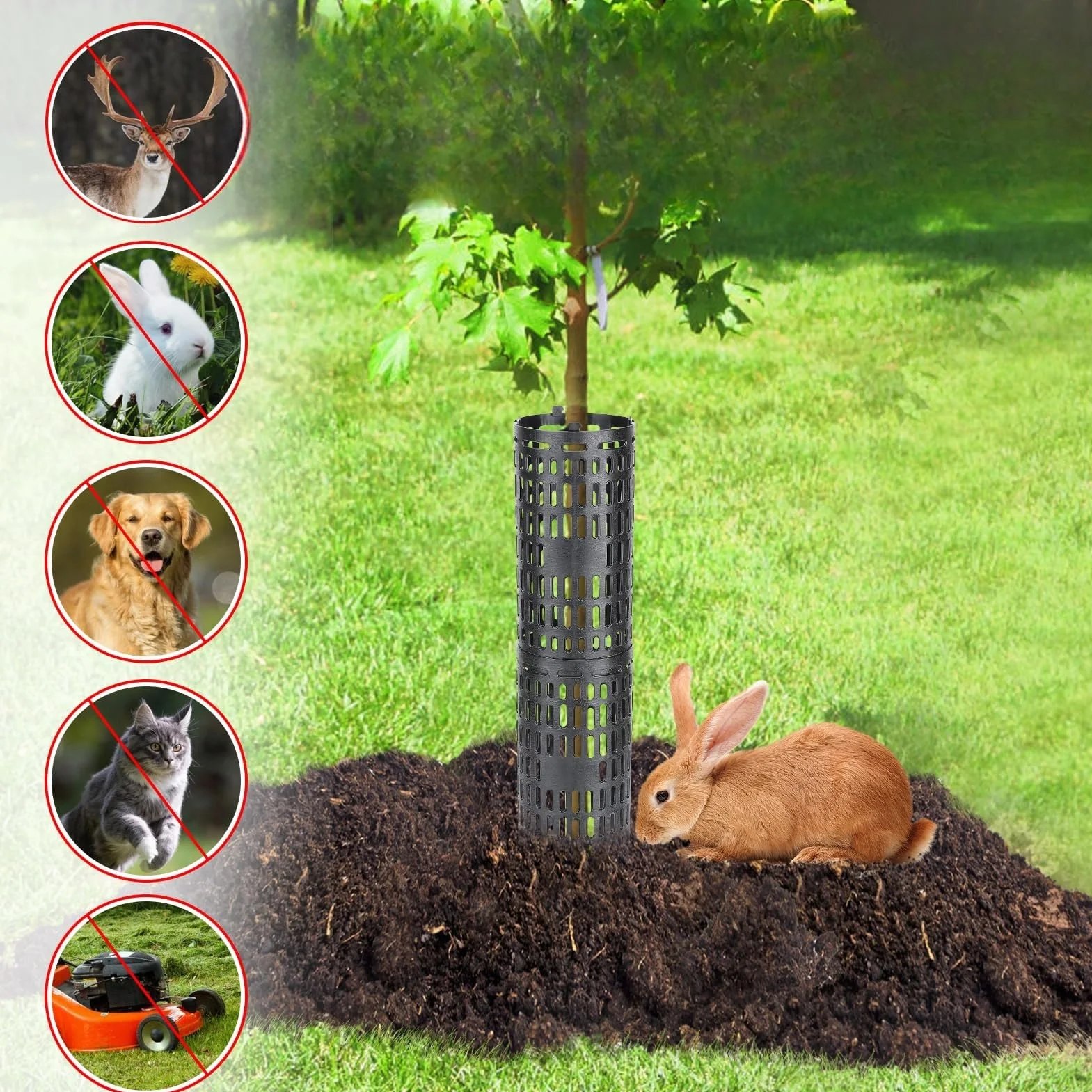 Protection pour tronc d'arbre, lot de 6 avec attaches torsadées, taille ajustable, prévention des dommages à l'écorce