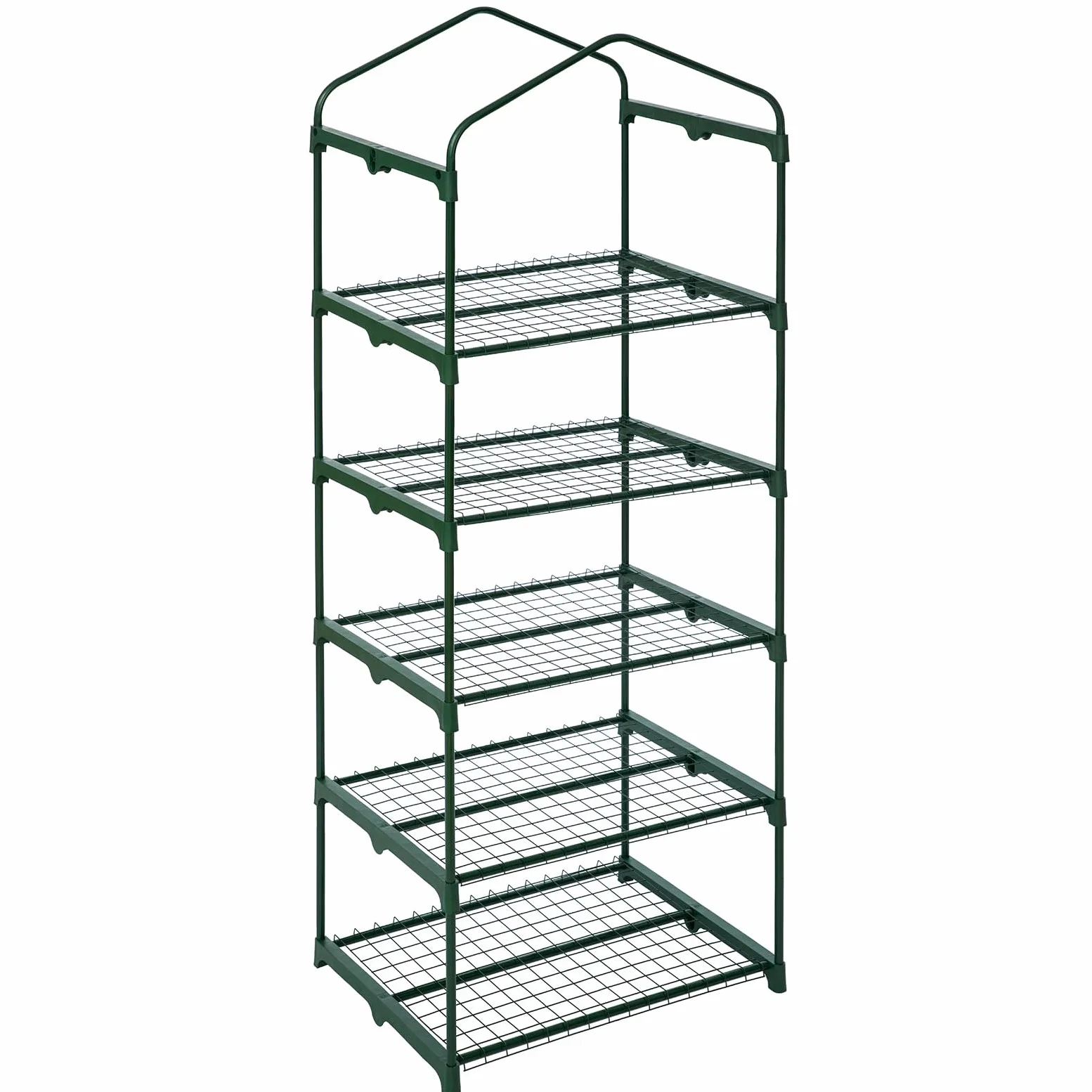 LARMNEE Mini Serre de Jardin 5 Étagère Grillagées, Cadre métallique et 140 g/m² PE Film Amovible, Porte Enroulable, Stable, Intérieur, Balcon, Terrasse, Jardin, 69 x 49 x 193 cm, Vert EGN05GH02