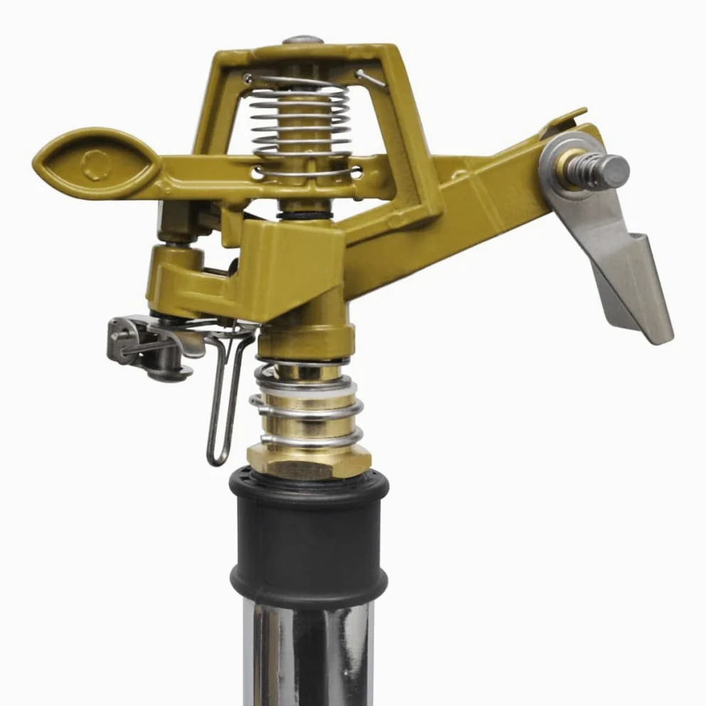 Arroseur en Zinc sur trépied, tête asperseur réglable, buse Rotatif, gicleur pour pelouse Jardin Gazon, Irrigation extérieur, raccord Tuyau 1/2 Pouces, portée 12 m, 450 m²