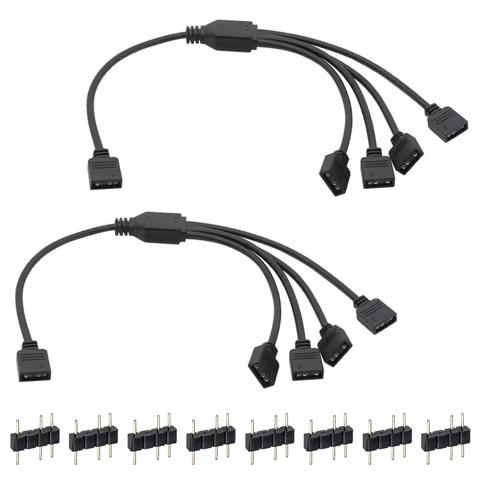 Hub ARGB Splitter 1 à 4 Câble Répartiteur 3Pin 30cm Connecteurs Mâles pour Bande LED Ventilateurs