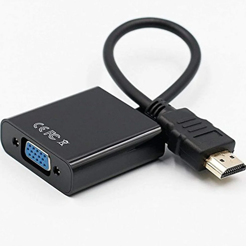 Câble adaptateur HDMI mâle vers VGA femelle 1080p connecteur plaqué or pour PC DVD HDTV noir