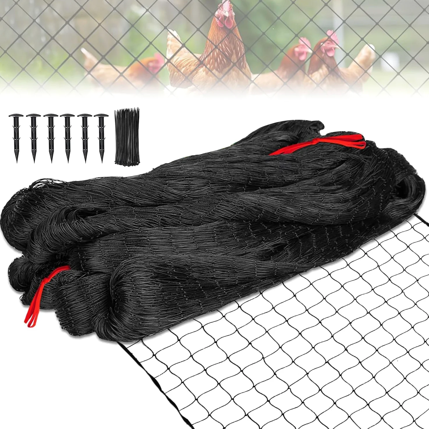 NEWFUN Filet Anti Oiseaux,Filet Voliere,(15m x 30m),25mm, Filet tissé Extra Fort, Protégez Arbres Fruitiers Et Les Légume des Dommages Causés