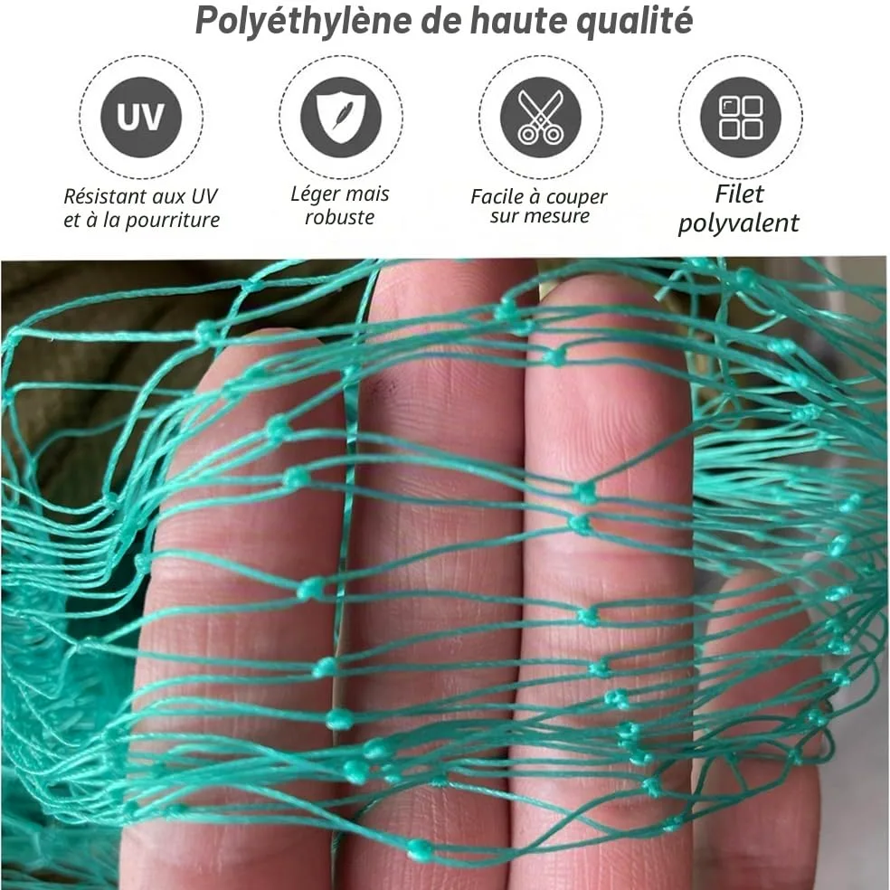 Filet Anti Oiseaux,Filet De Protection,Filet Anti Pigeon,15x 15m avec 10 Pointes en U, 5 Pointes en Plastique, 50 Attaches,Maille 6 * 6,pour Protéger Potagers Fruits Contre Dommages