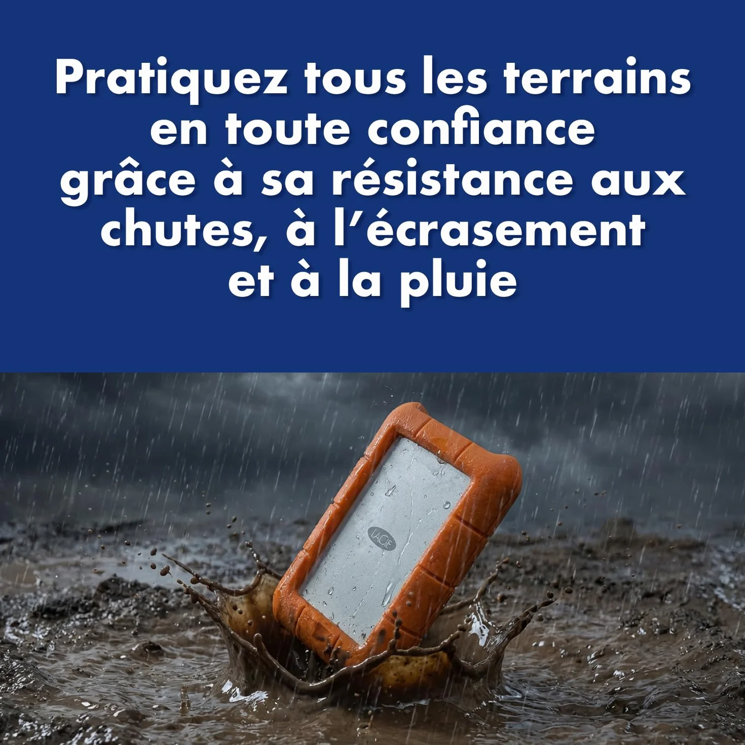 LaCie Rugged USB-C 5 To Disque Dur Externe Portable HDD Résistant aux chutes chocs poussière pluie