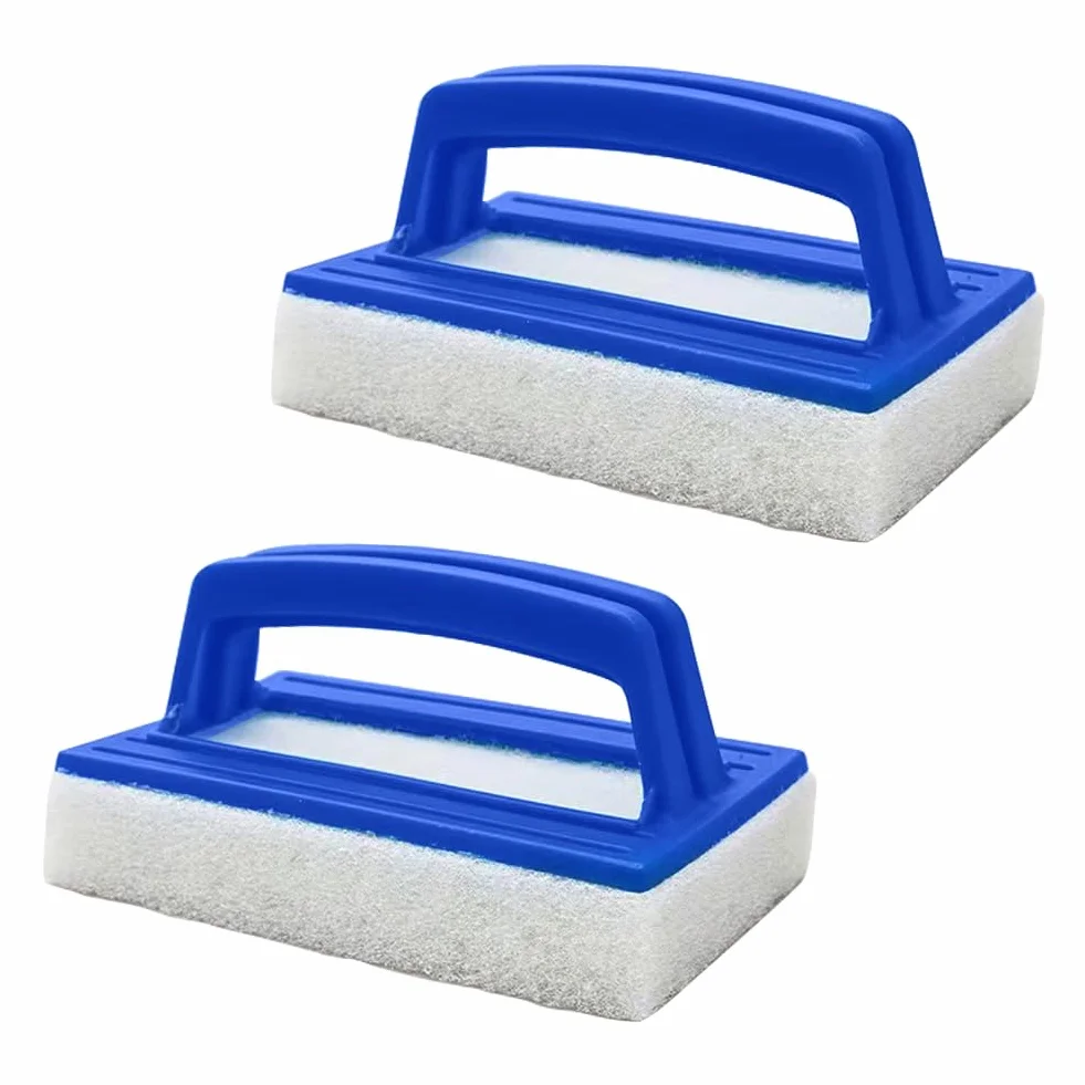 Lot de 2 Brosse Éponge Ligne d'eau, Éponge Magique avec Poignée, Brosse de Nettoyage de Piscine, Bleu