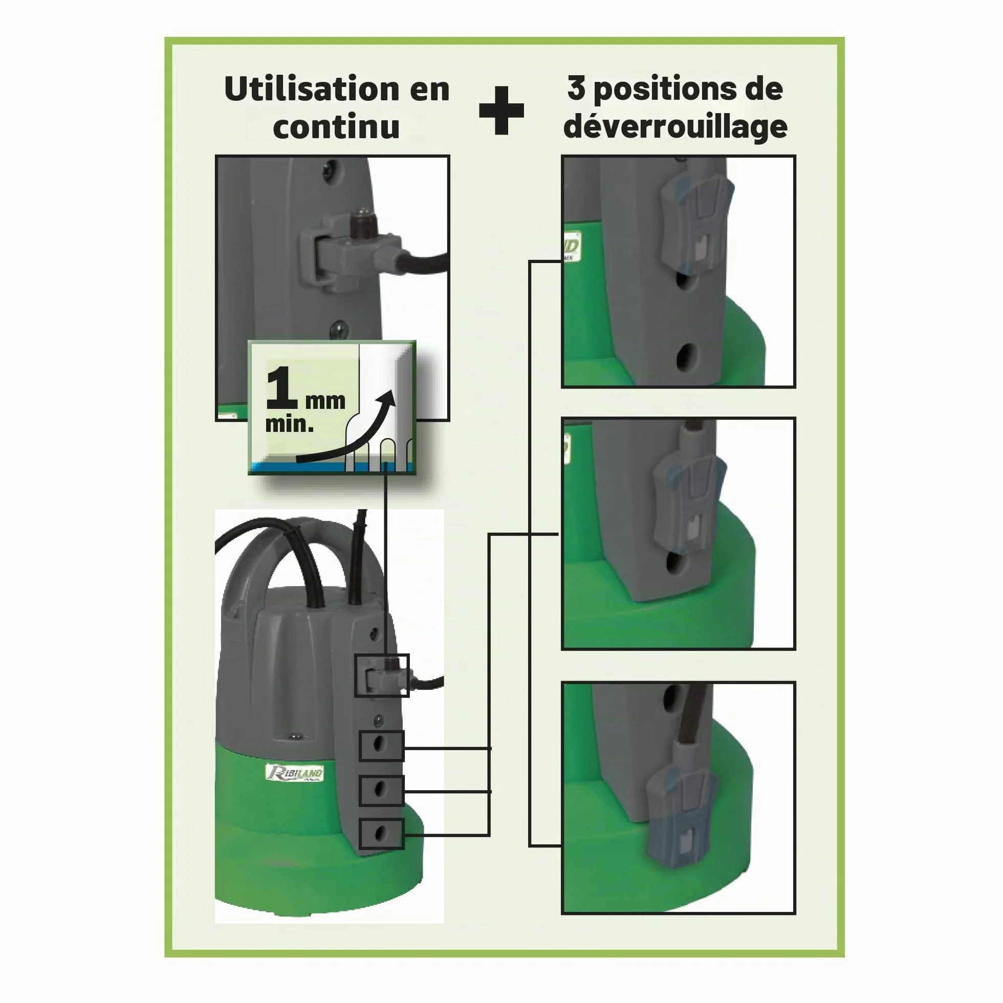 Pompe vide cave serpillère eau claire 400W 7000L/h Ribiland PRPVC401SP