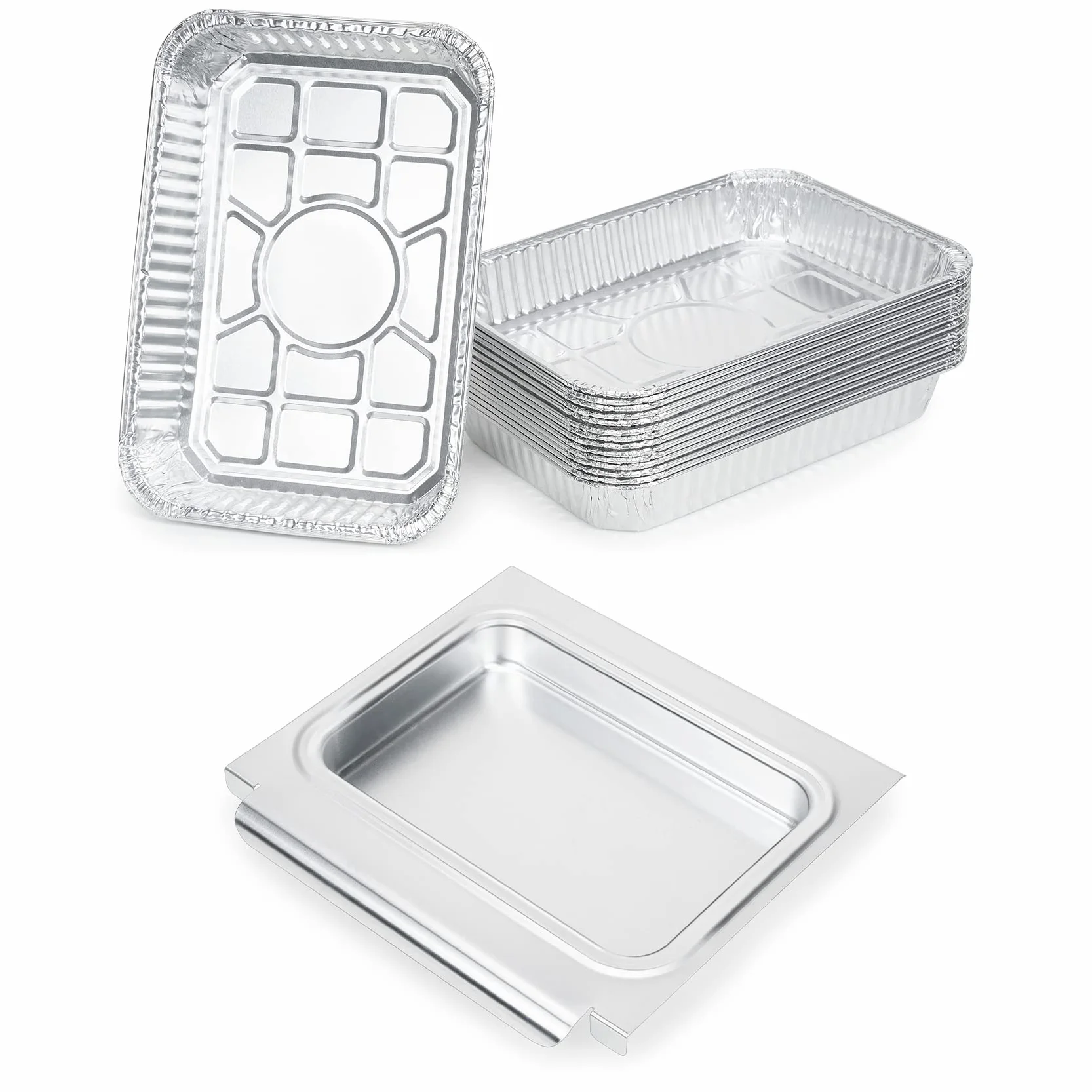 onlyfire Barquette Aluminium 15pcs Plateau Jetable 25x22,7x3,2 cm pour Barbecue Gaz Weber Spirit II