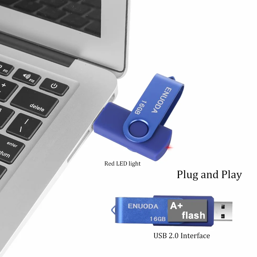 ENUODA Clé USB 16 Go Lot de 2 USB 2.0 Flash Drive avec Lumière LED Bleu Violet