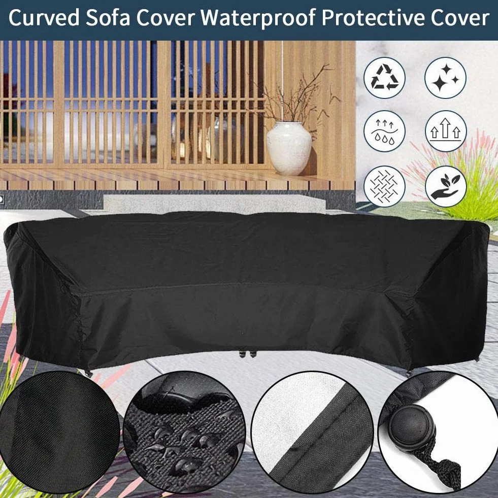 Housse de canapé incurvée pour meubles de jardin 305 x 99 x 91 cm protection intempéries