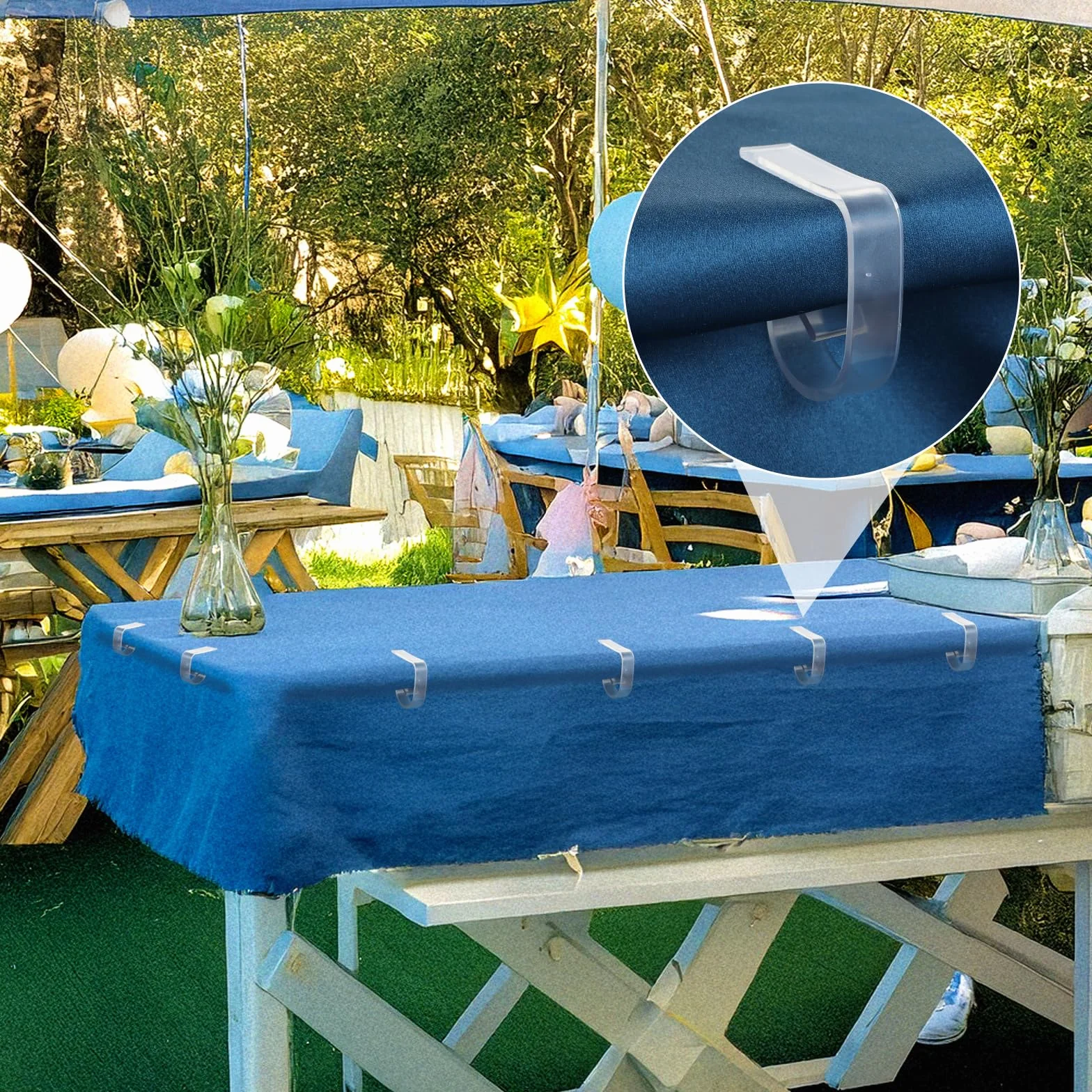 Lot de 12 pinces à nappe transparentes en plastique pour l'extérieur Noël mariage pique-nique