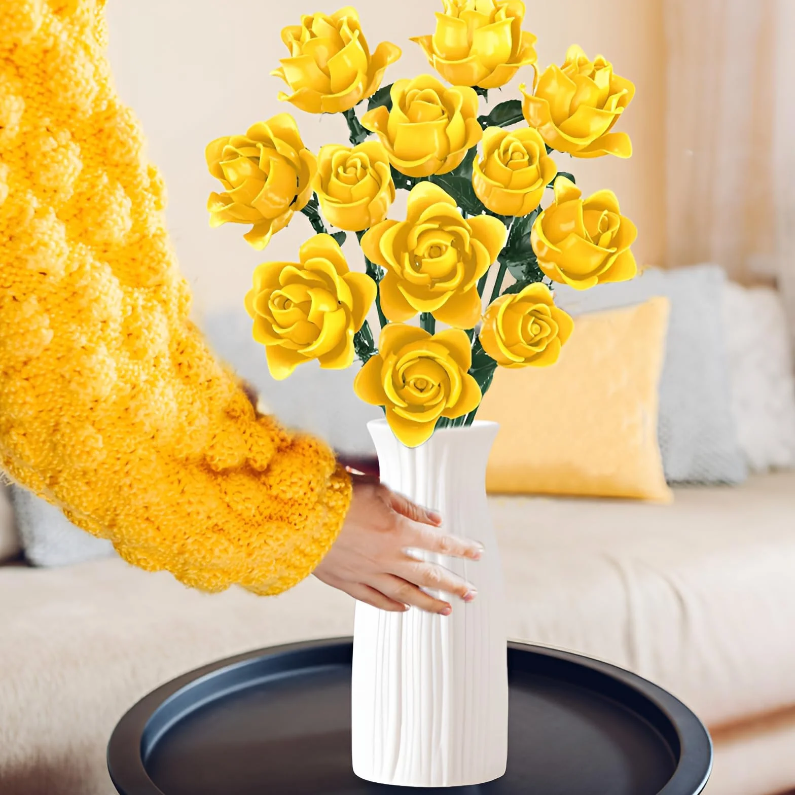 Bouquet de roses jaunes Kit de construction Collection botanique 585 pièces
