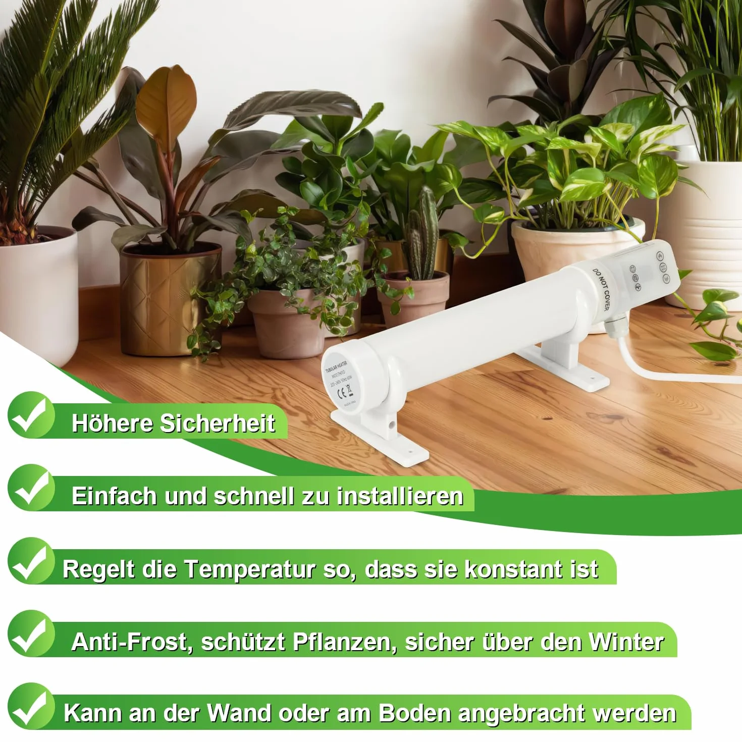 Chauffage électrique 240 W pour serre avec thermostat, protection antigel, 8 m²