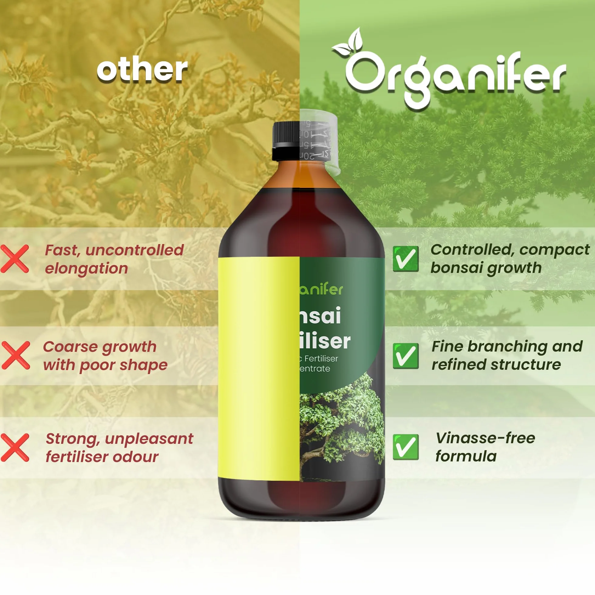Engrais Liquide Organique pour Bonsaï 2x1L Favorise Racines et Vitalité