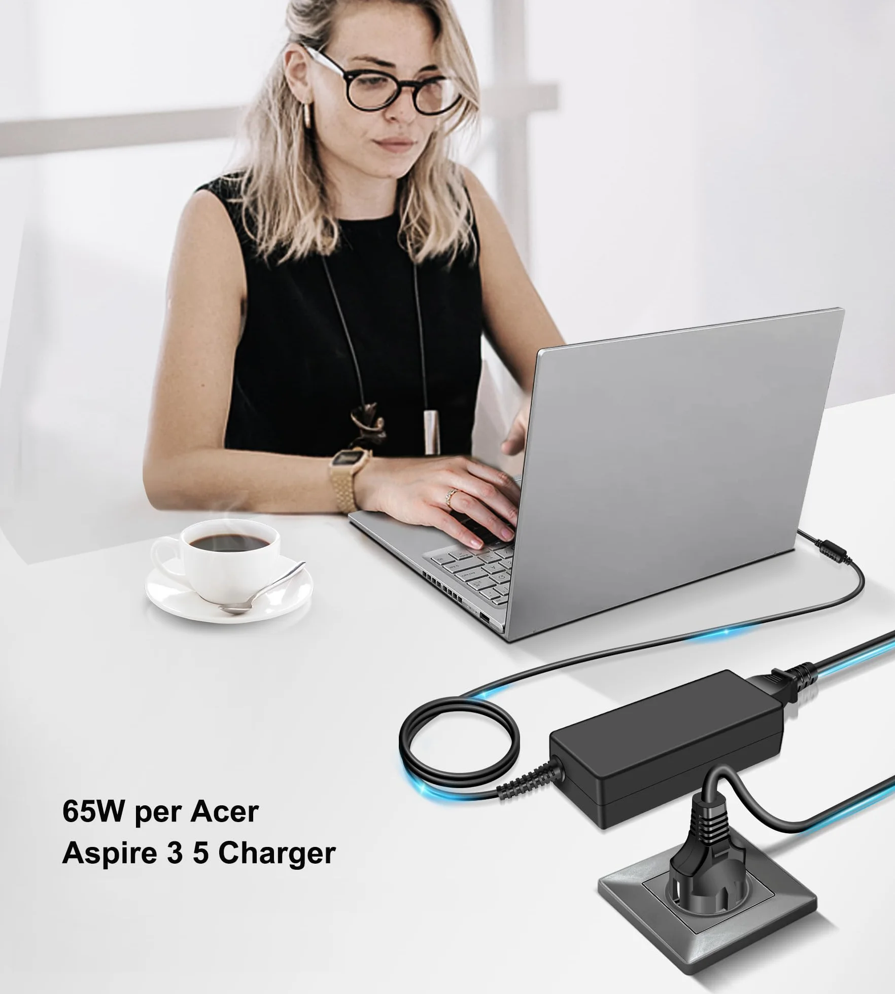 Chargeur 65W pour Acer Aspire 3 5 E1 E3 E5 V3 V5 V7 E14 E15 ES1 A314 A315 A317 A514 5,5 x 1,7 mm