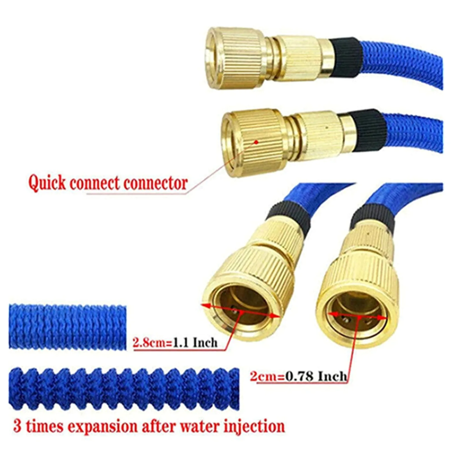Pistolet d'arrosage avec embout multi-jets, Tuyau d'arrosage télescopique haute pression, 25 à 100 pieds(Hose Kit-07,100ft-30m)