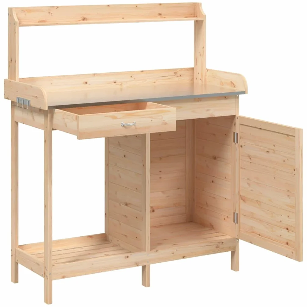 vidaXL Table de Rempotage avec Armoire Établi Jardin Bois Massif Sapin