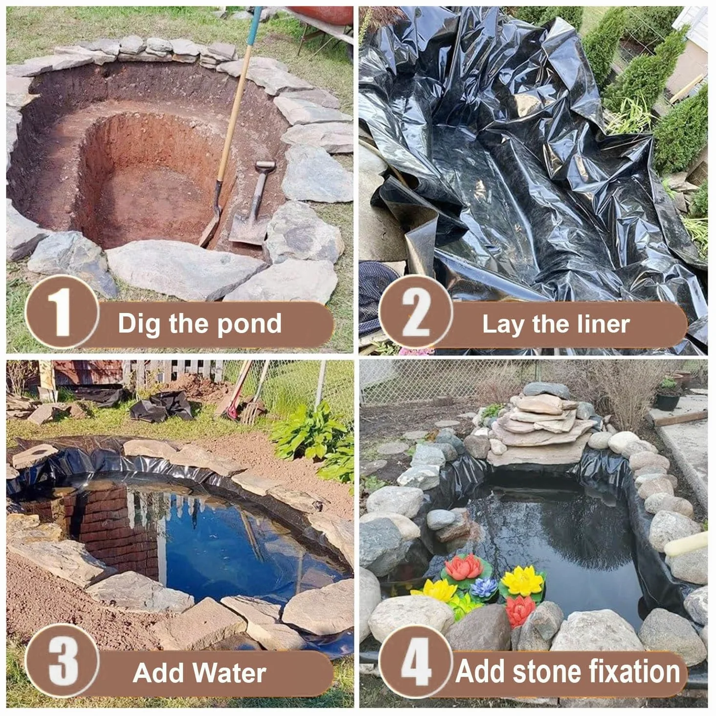 Bâche flexible pour étang à poissons, paysages, piscines et fontaines – Membrane imperméable durable et résistante aux UV