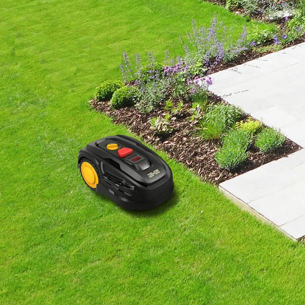 LANDXCAPE Kit Robot Tondeuse 300m² LX799 + Garage de Protection LA7000, Tondeuse Robot Sans Fil avec Installation Facile, Coupe Mulching 3 Lames, Retour Automatique, Abri Anti-Pluie Anti-Soleil Anti-V