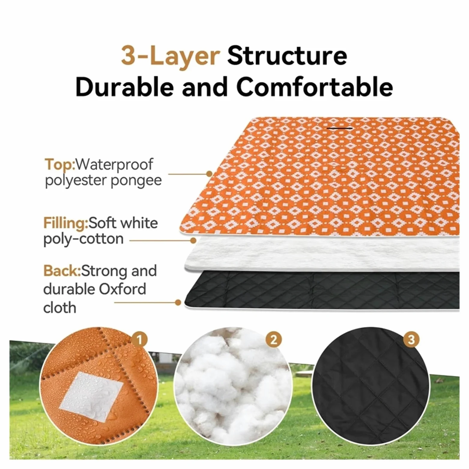 1 Tapis de Pique-Nique épais et Pliable à Motif Floral Extra Large.(1)