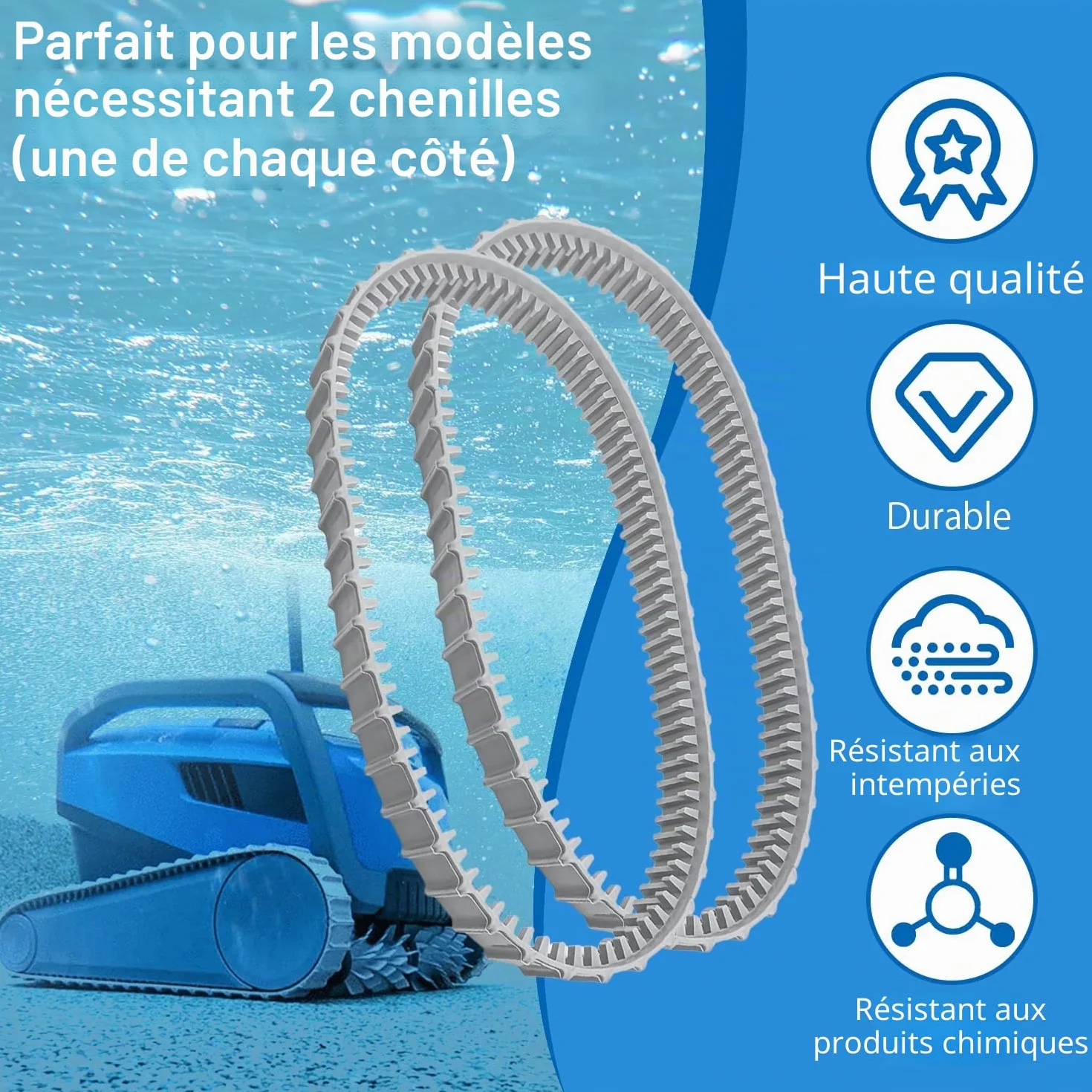Maytronics Dolphin rails de rechange gris lot de 2 pour nettoyeur de piscine robotique 9983152-R2