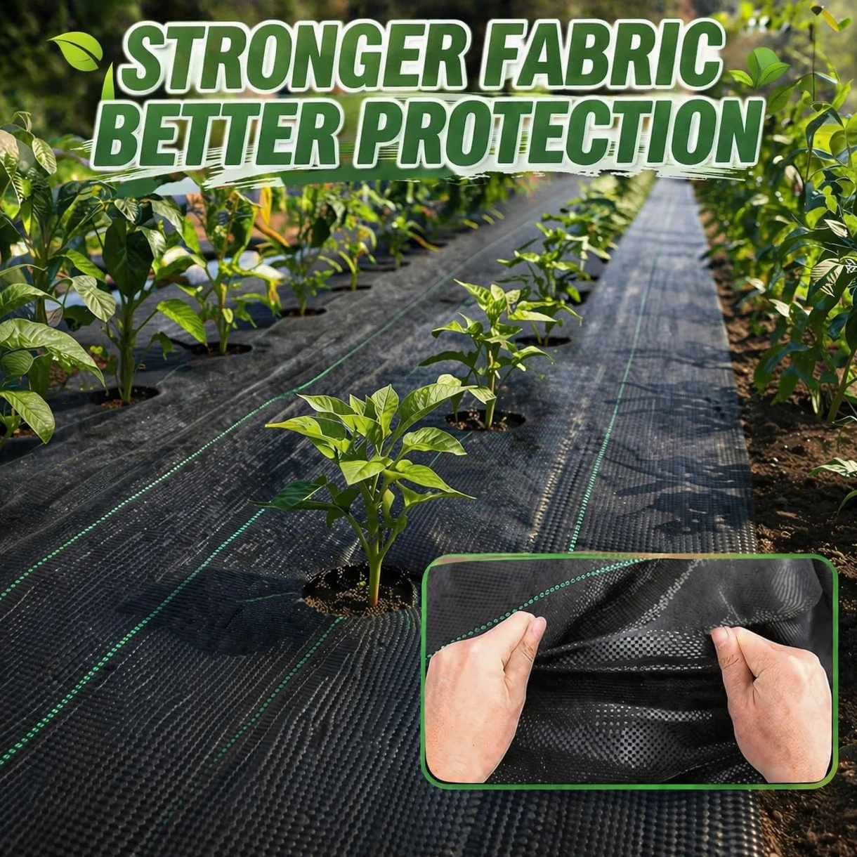 Toile anti-mauvaises herbes - 1,83 m x 91,4 m - Avec grille pour plantes - Film anti-mauvaises herbes robuste pour jardin, plate-bande surélevée et allée - Respirant et perméable à l'eau