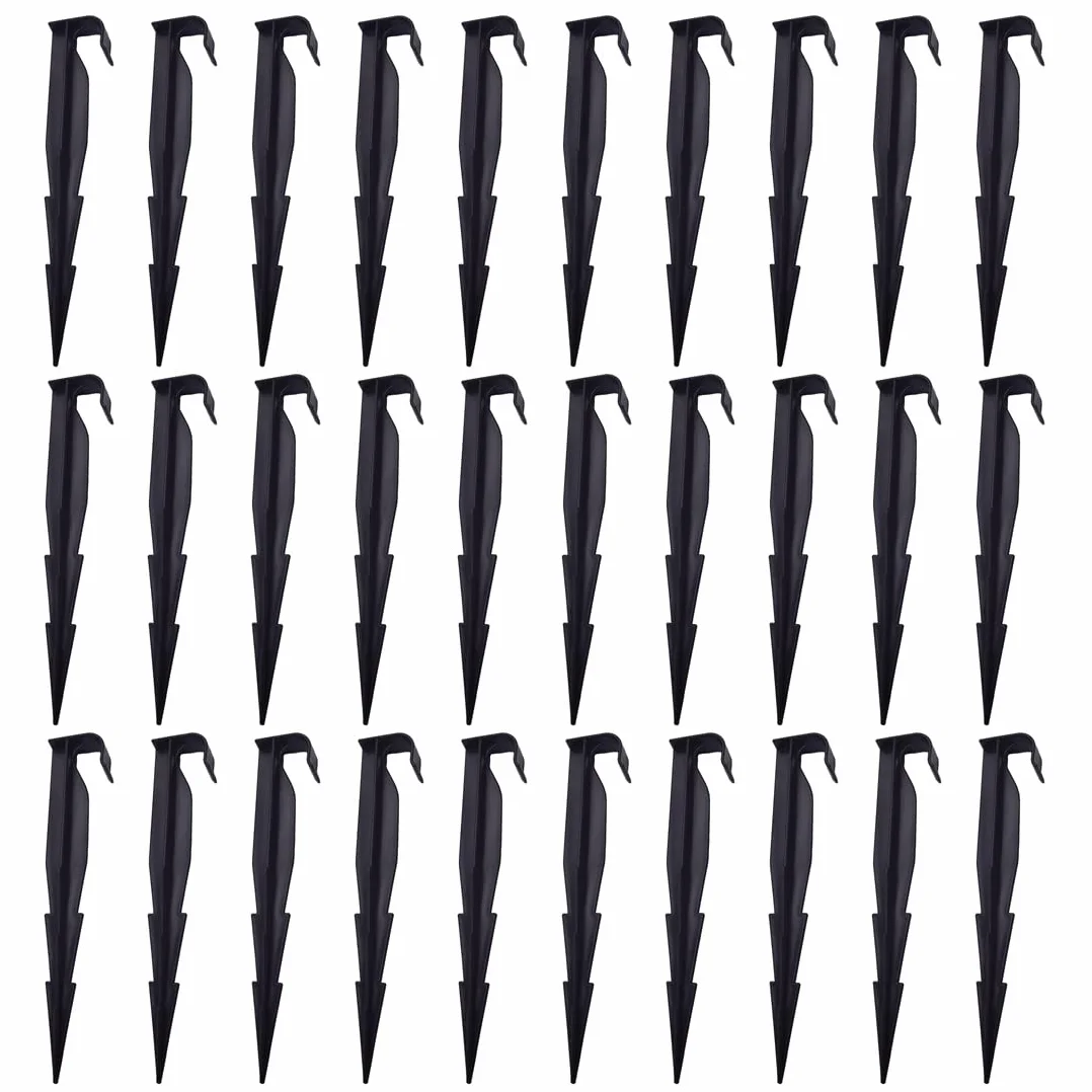 Piquets de Fixation Noirs pour Tuyau Goutte à Goutte 16mm, Lot de 30, Système d'Irrigation