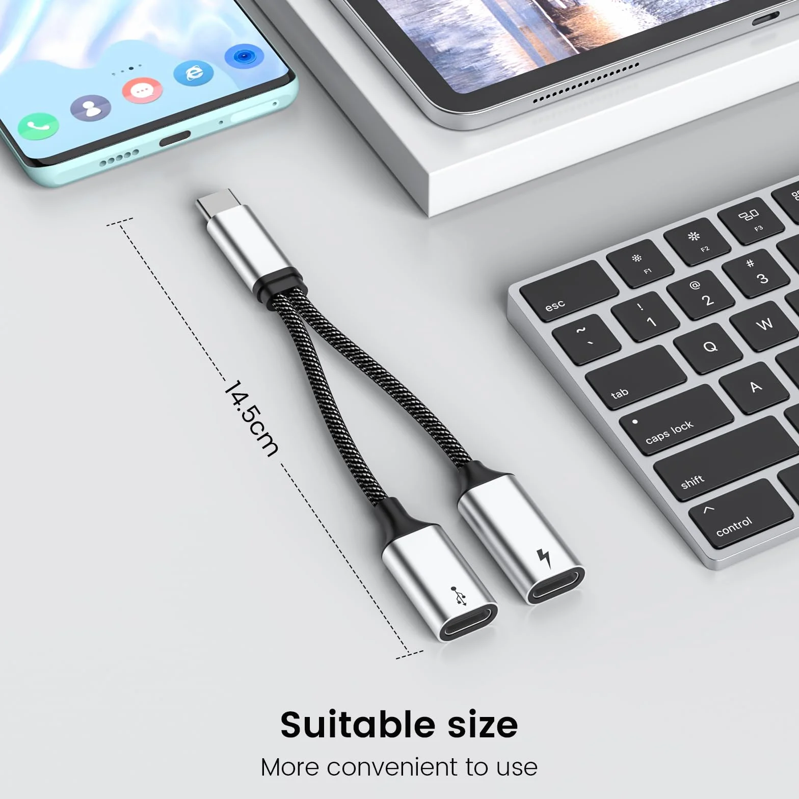 MOGOOD Câble Répartiteur USB C 60W 2 en 1, Adaptateur USB C vers 2 Type C Femelle pour Macbook Air, Samsung Galaxy, Pixel
