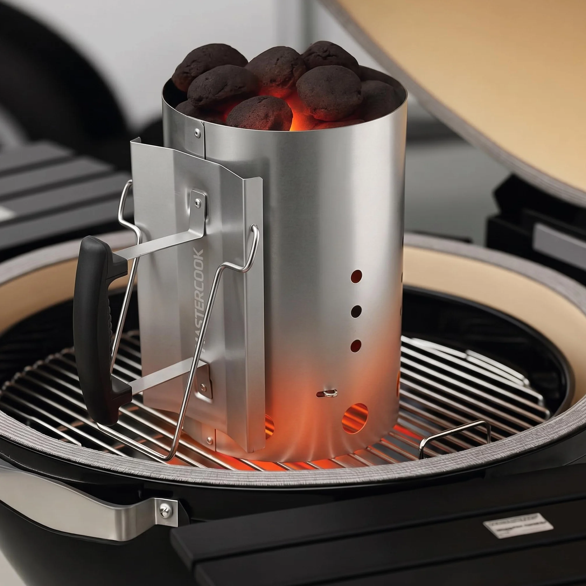 Brigros MasterCook Cheminère Barbecue Aluminium Allume Charbon Bois 19 cm 30 cm 1,5 kg