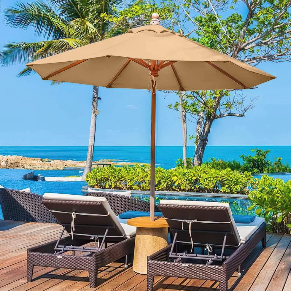 Roadtime Housse de rechange parasol 3 m tissu universel protection solaire jardin patio plage (8 baleines, kaki)