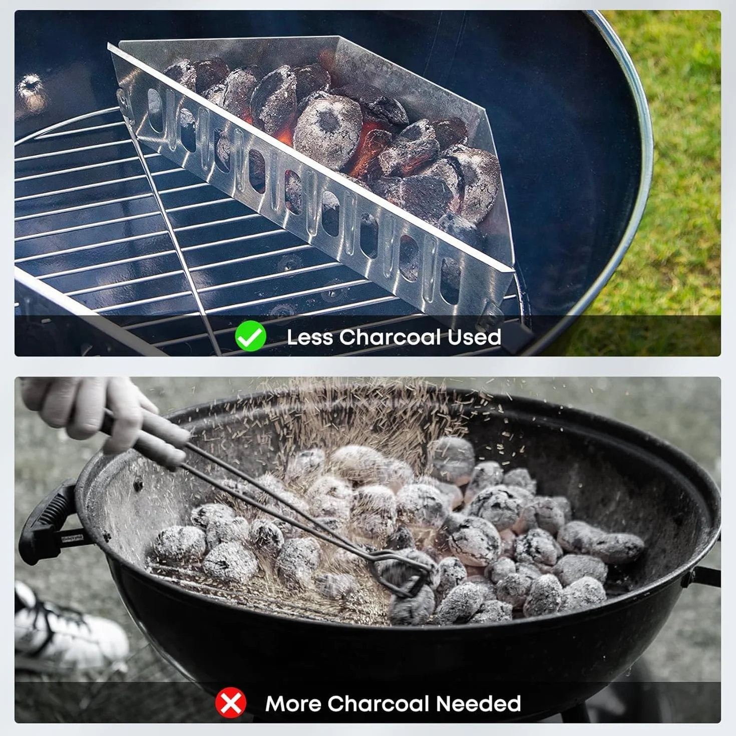 Onlyfire Grand Paniers à Charbon pour Kettle 57-67 cm, Char-Basket Acier Galvanisé pour Barbecue Weber Napoleon 22-26 pouces, 2 pièces