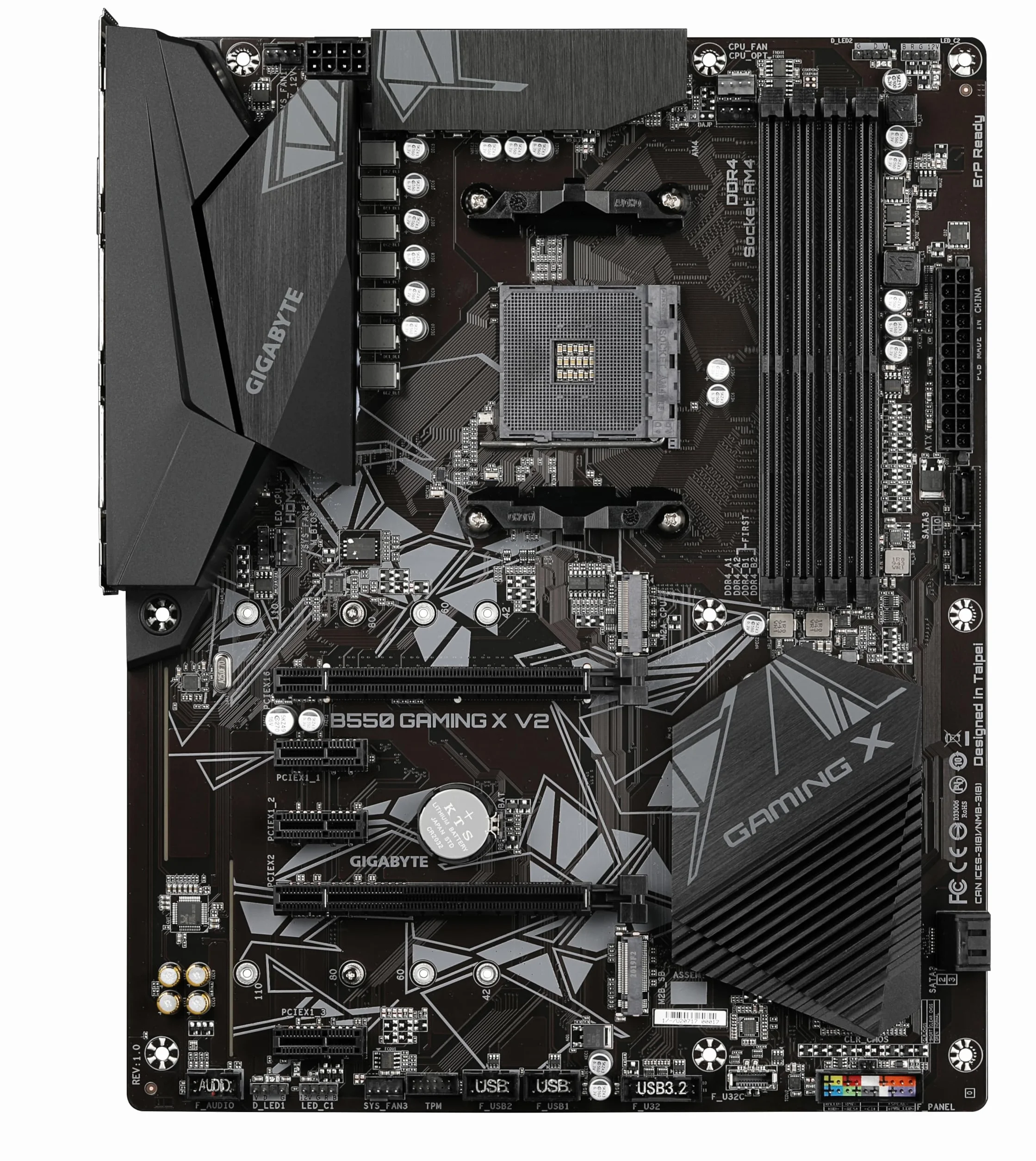 GIGABYTE B550 Gaming X V2 Carte mère AMD Ryzen 5000 VRM 10+3 Phases DDR4 4733 MHz PCIe 4.0 M.2 LAN 1GbE USB 3.2 Gen 2
