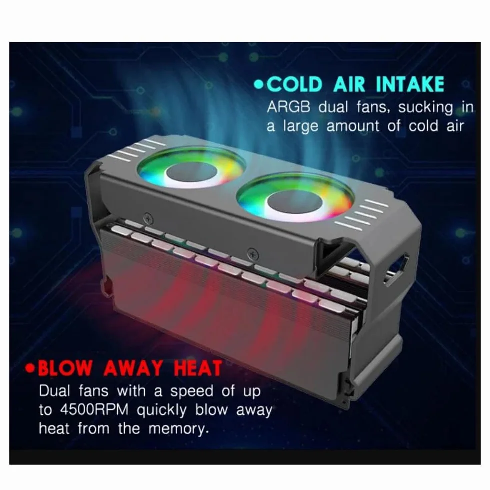 Module de Mémoire RAM pour Ordinateur Refroidisseur PC DDR4 DDR5 ARGB Ventilateurs PWM Radiateur Aluminium