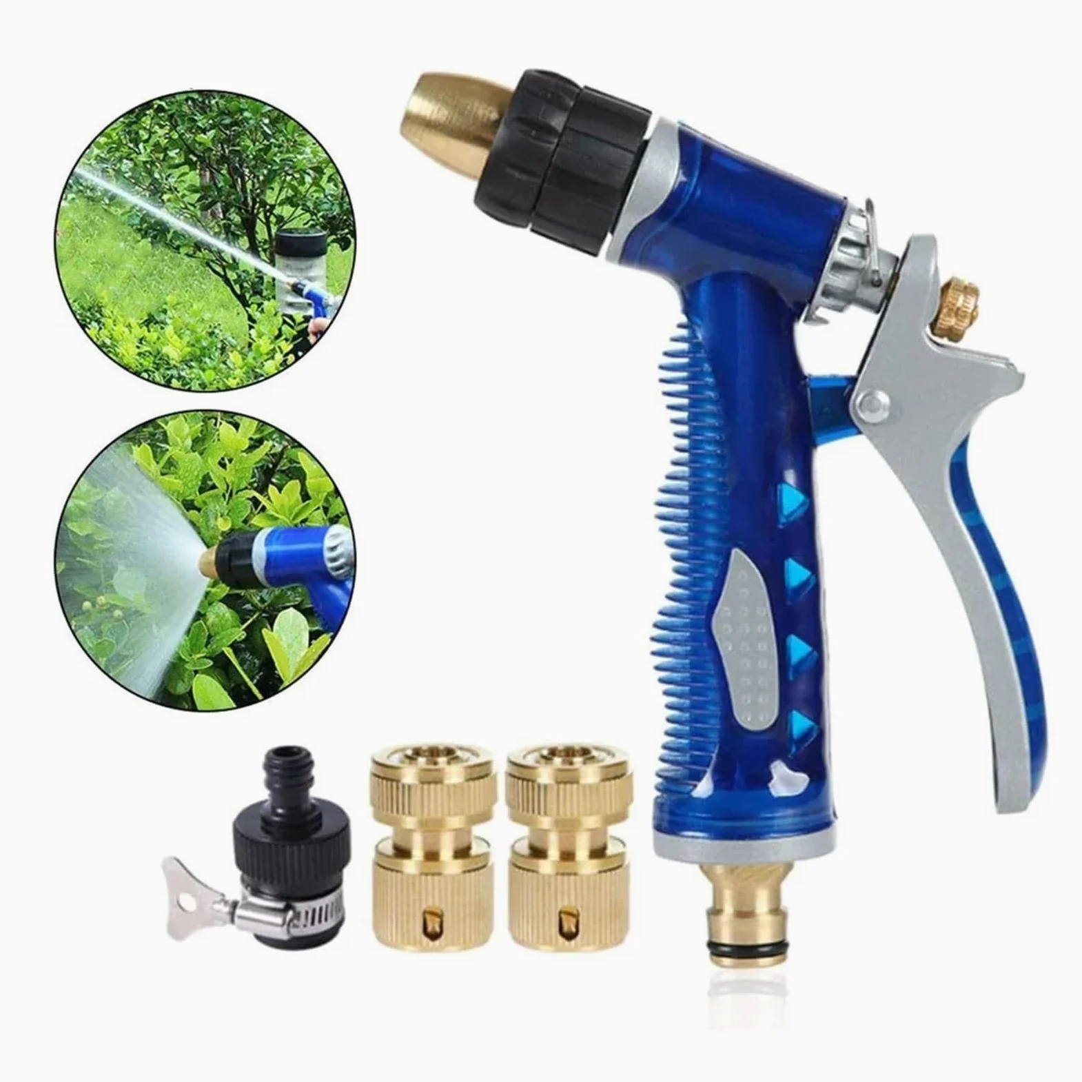 Pistolet d'arrosage avec embout multi-jets, Pulvérisateur d'eau multifonction réglable à haute pression for jardin, buse en laiton multicolore(White*10)