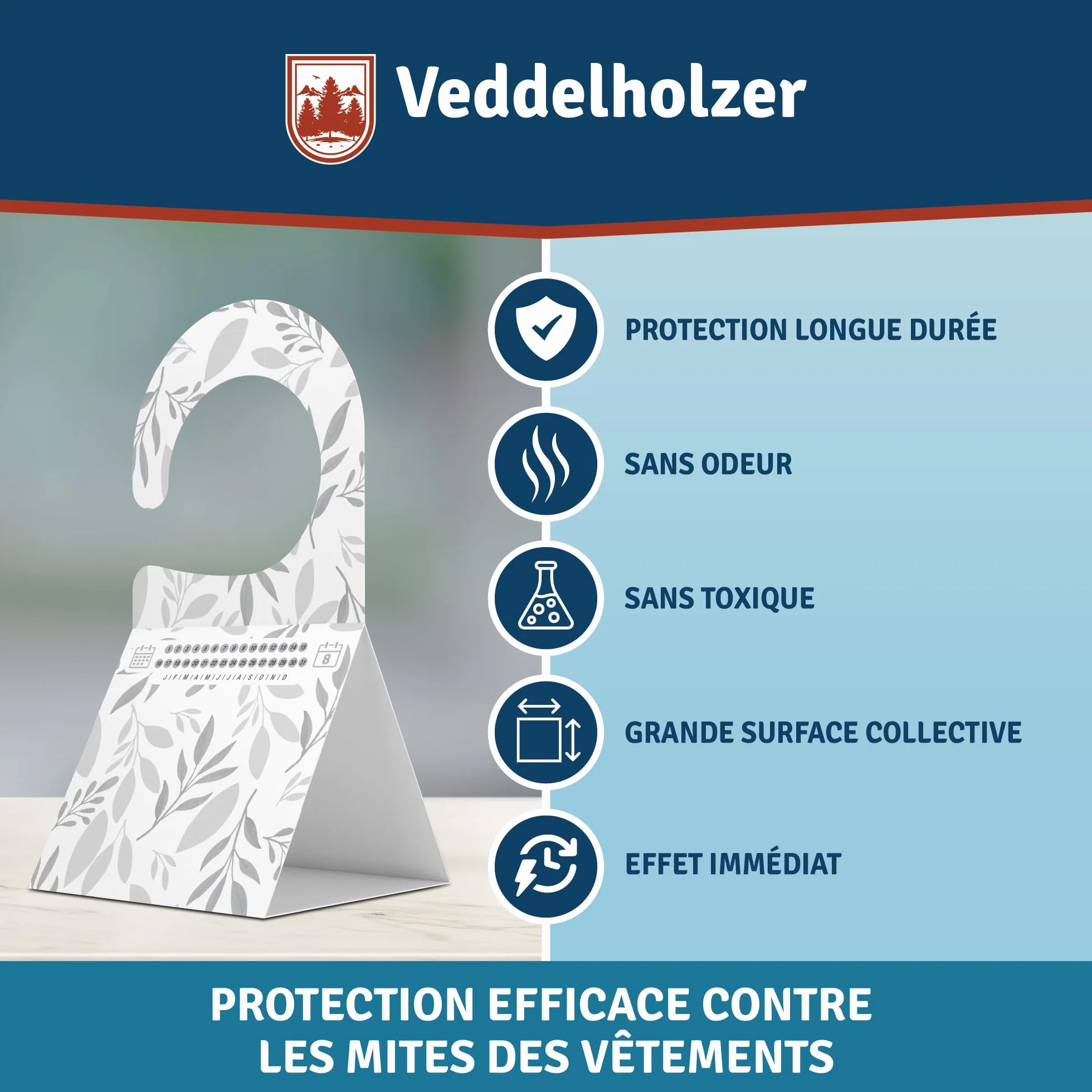 Veddelholzer Lot de 8 pièges à mites de vêtements - Piège triangulaire avec crochets et surface adhésive - Sans odeur et non toxique