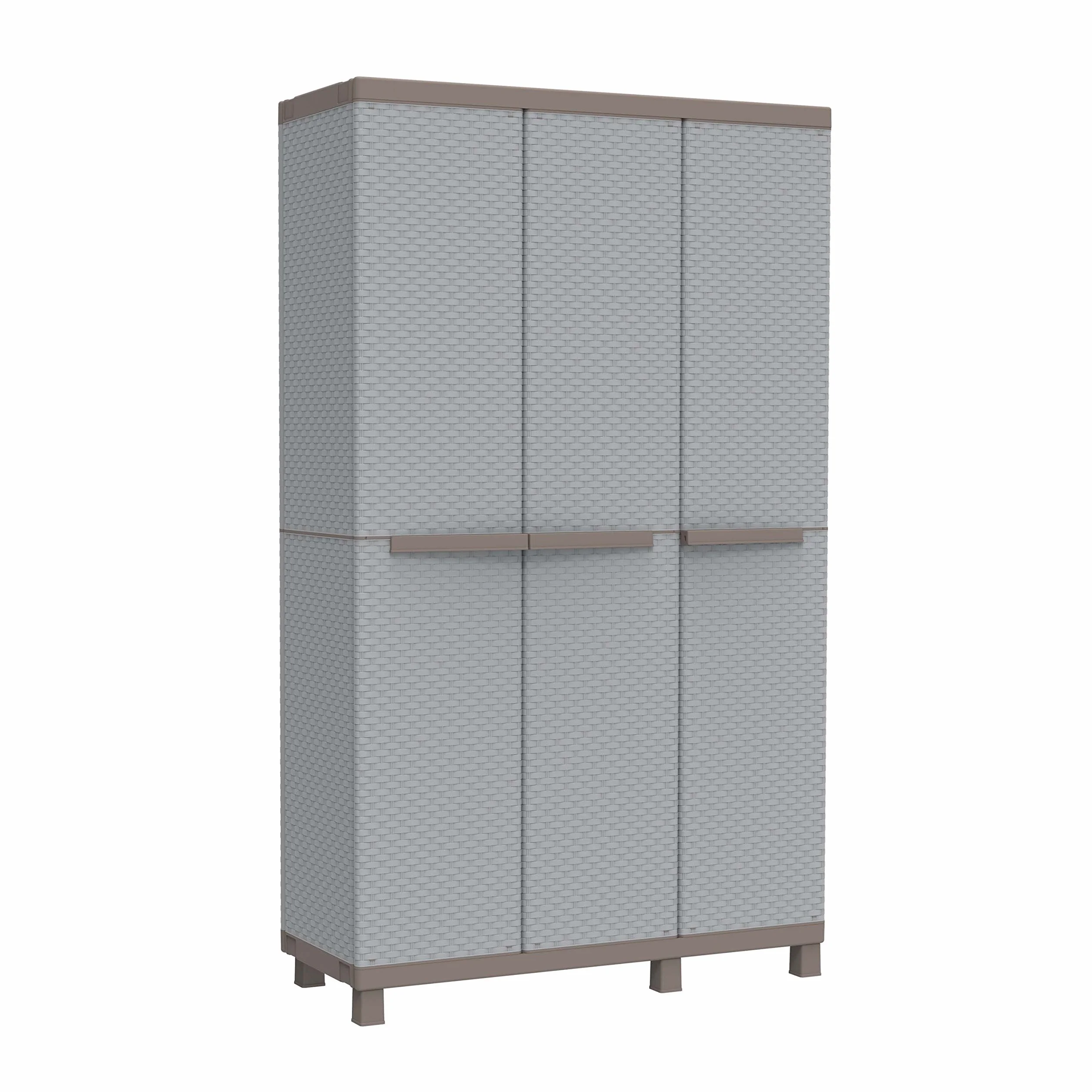 Terry C-Rattan 102a Armoire Intérieur Extérieur Multifonction 3 Portes Effet Rotin 2 Compartiments
