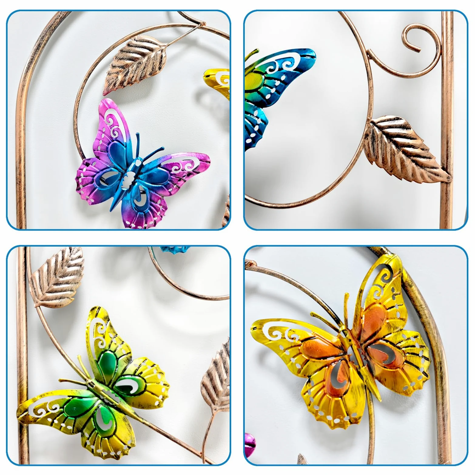 MEIYIFAN Lot de 2 Treillis Métalliques de Jardin de 152 cm Obélisque Haut pour Plantes Grimpantes Décoration Clôture Arquée pour Patio Extérieur Pelouse Cour Jardin (Papillon)