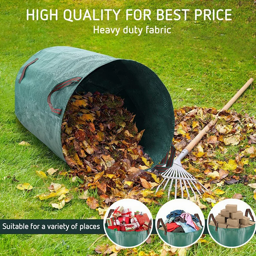 Sacs de Jardin 500L,Sac de Déchets de Jardin en Polypropylène(PP),Pliables et Réutilisables,étanche Grande Sacs avec Poignées,Grand Sac Jardinage Dechets (5Pack)