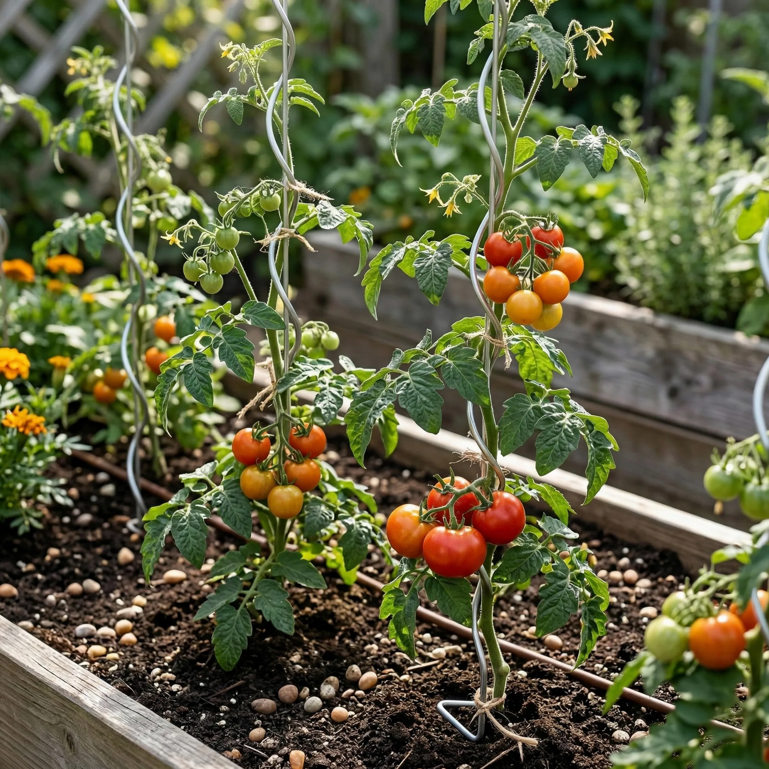 Relaxdays Tuteurs spiraux pour tomates, Lot de 10, H 170 cm, Ø 5 mm, métal galvanisé