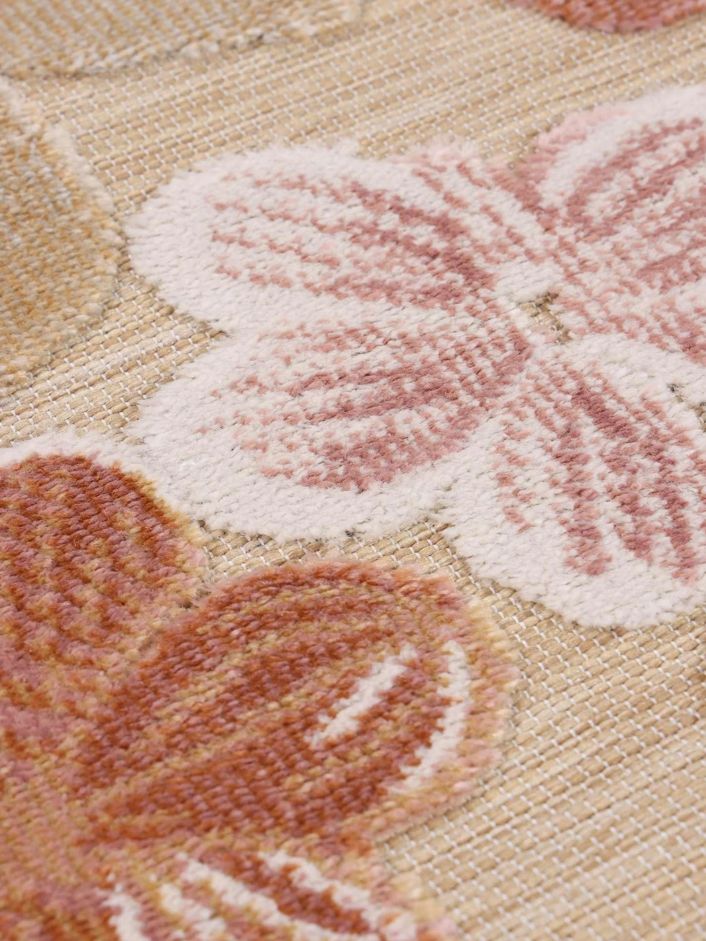 RugVista Cherri Tapis intérieur et extérieur, Rond, Ø 200 cm, Beige/Rose | Modernes, Poil ras, Lavage à la main seulement, Oeko-Tex 100, Résistant aux UV, Salle de séjour, Cuisine, Porch