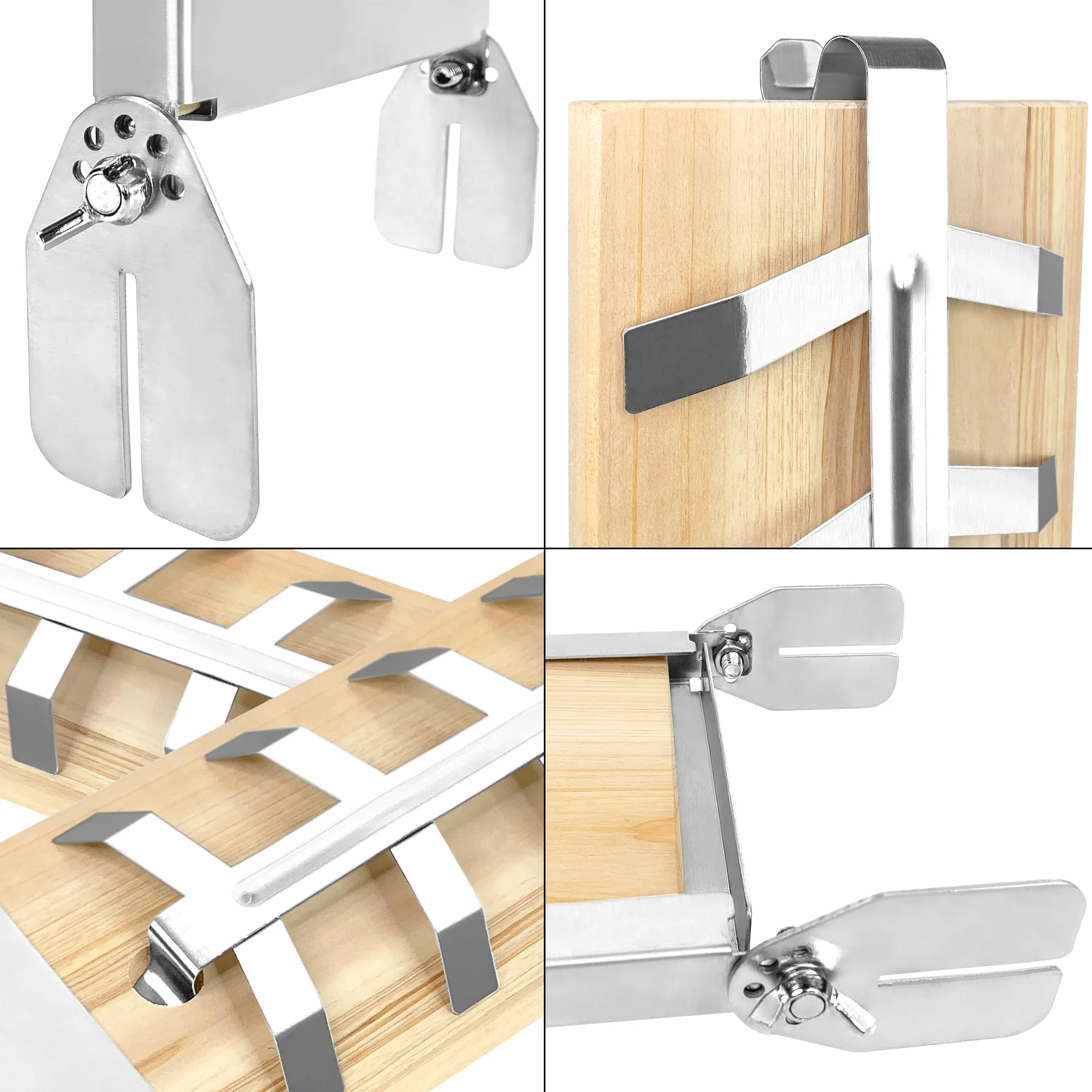 LZQ Lot de 4 planches à saumon flambé avec support en acier inoxydable 5 niveaux réglables