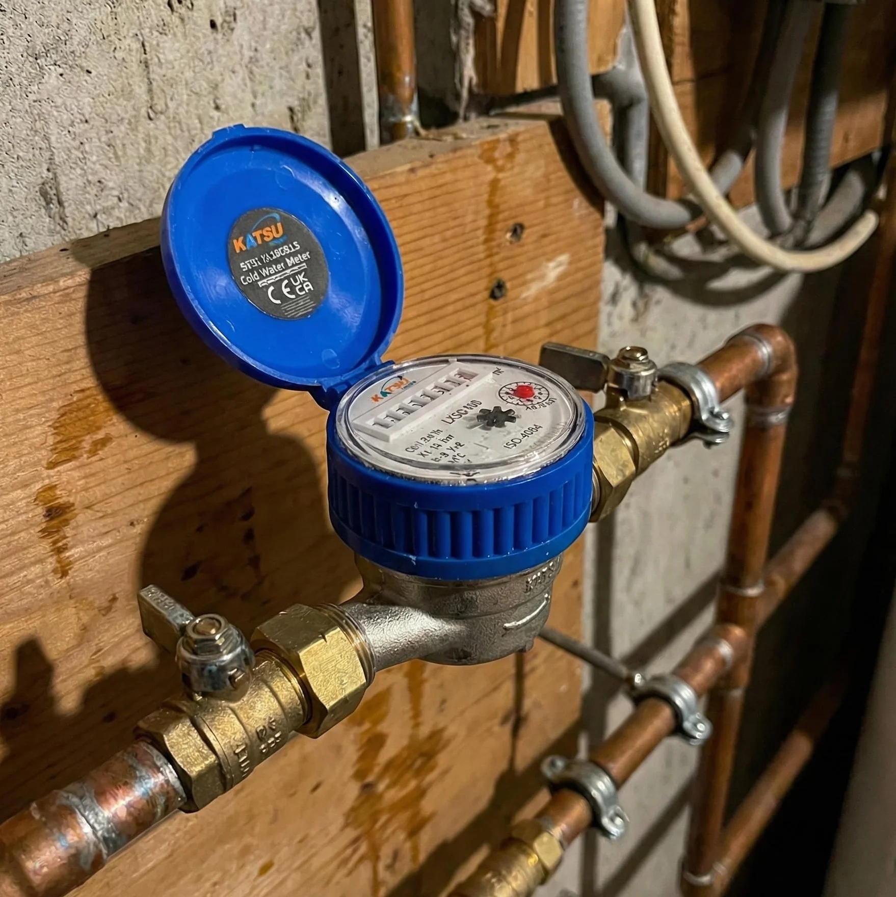 KATSU Compteur d'Eau Froide 13 mm Plastique ABS avec Raccords en Laiton Compteur à Sec