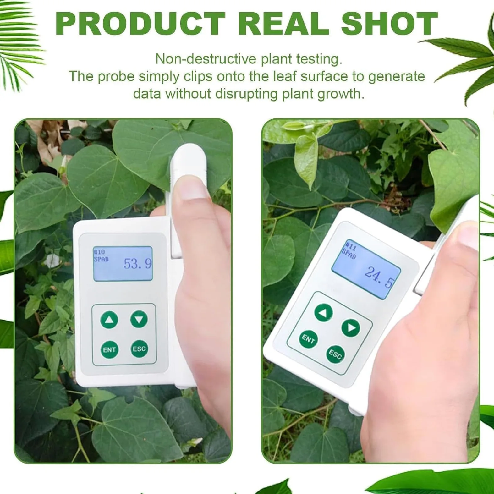 Analyseur de chlorophylle pour Le Test des nutriments des Plantes, thermomètre foliaire, humidimètre foliaire 0,0-99,9 SPAD, Compact et Portable B