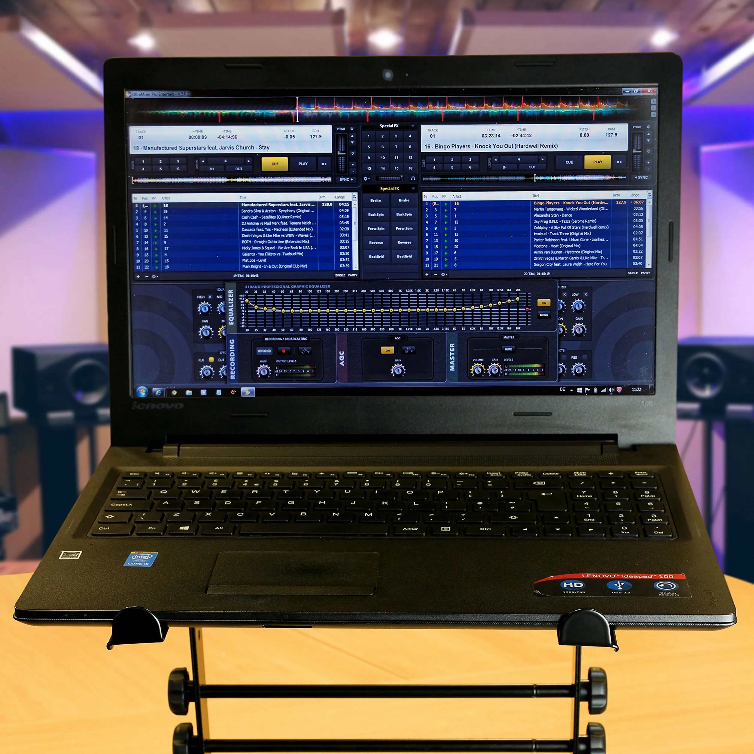 Rockjam Bureau Réglable Monté Riser Portable Stand pour DJ Contrôleur