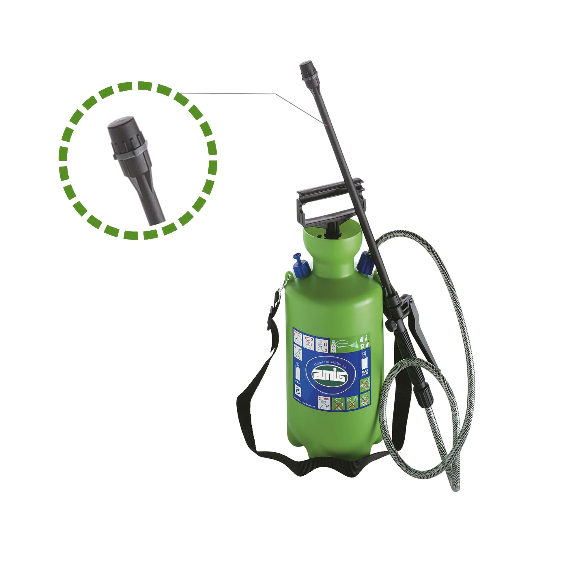 Amig - Pulvérisateur avec Pompe à Pression et Lance 2500-10 litres, Vert | Outils d'irrigation pour Le Jardinage ou l'agriculture