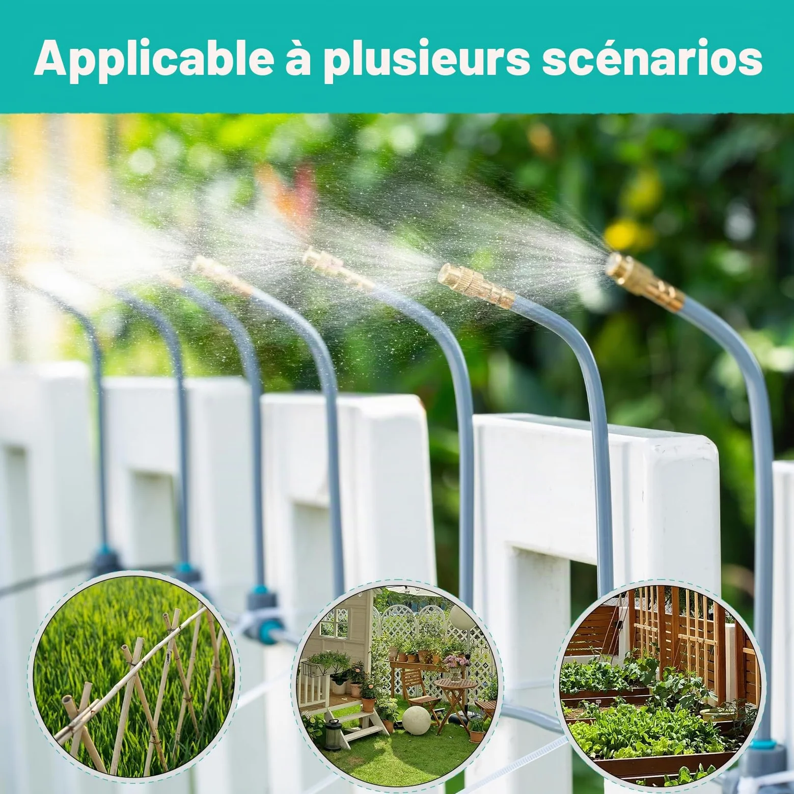 Système d'irrigation automatique de jardin à 360°, irrigation goutte à goutte avec contrôle précis du débit, système d'arrosage système de refroidissement pour serre, parterre surélevé, terrasse